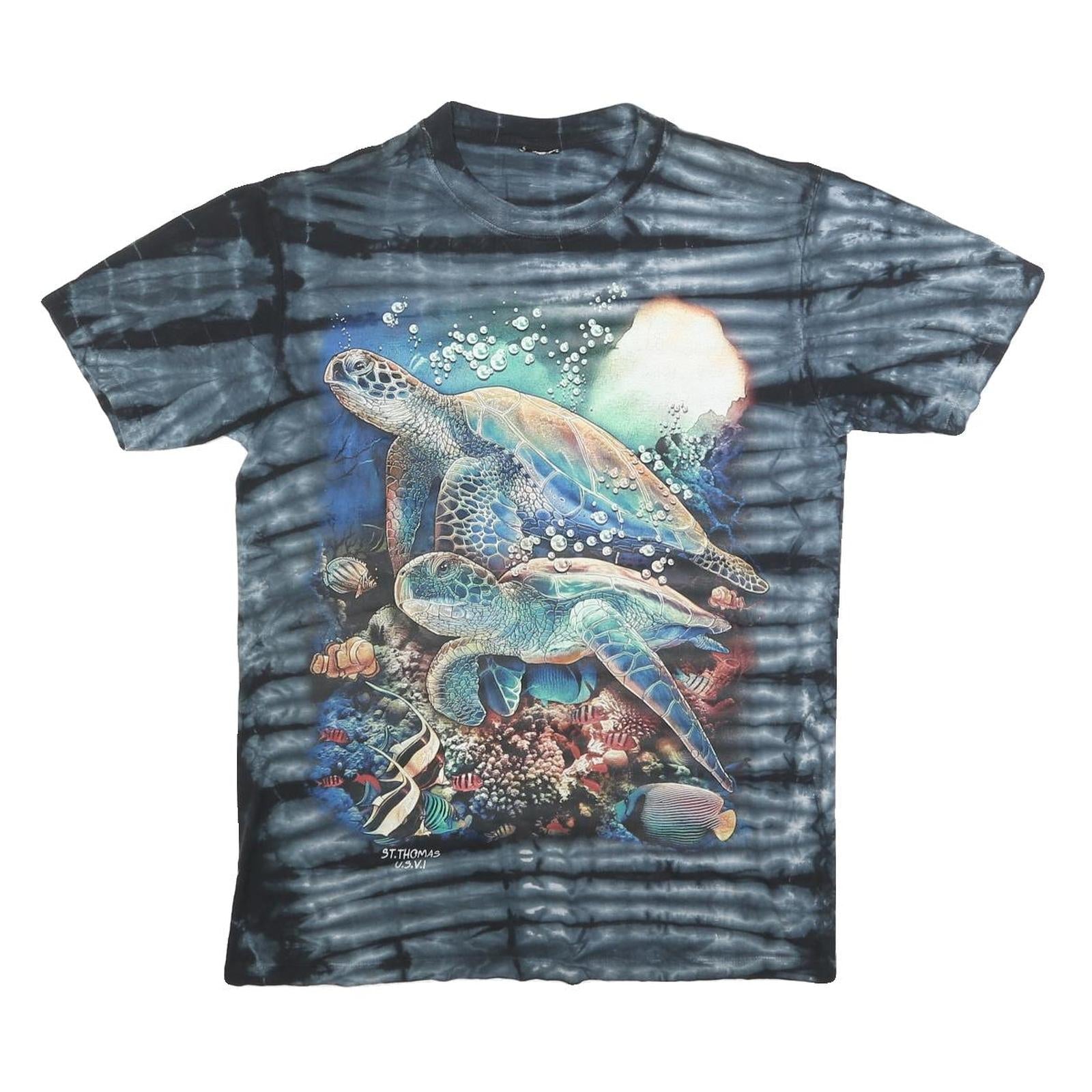 Womens Black Tie Dye Turtle Graphic T-Shirt M Crew Neck Short Sleeve Cotton Refurbished - N/A refurbished available on Cerqular