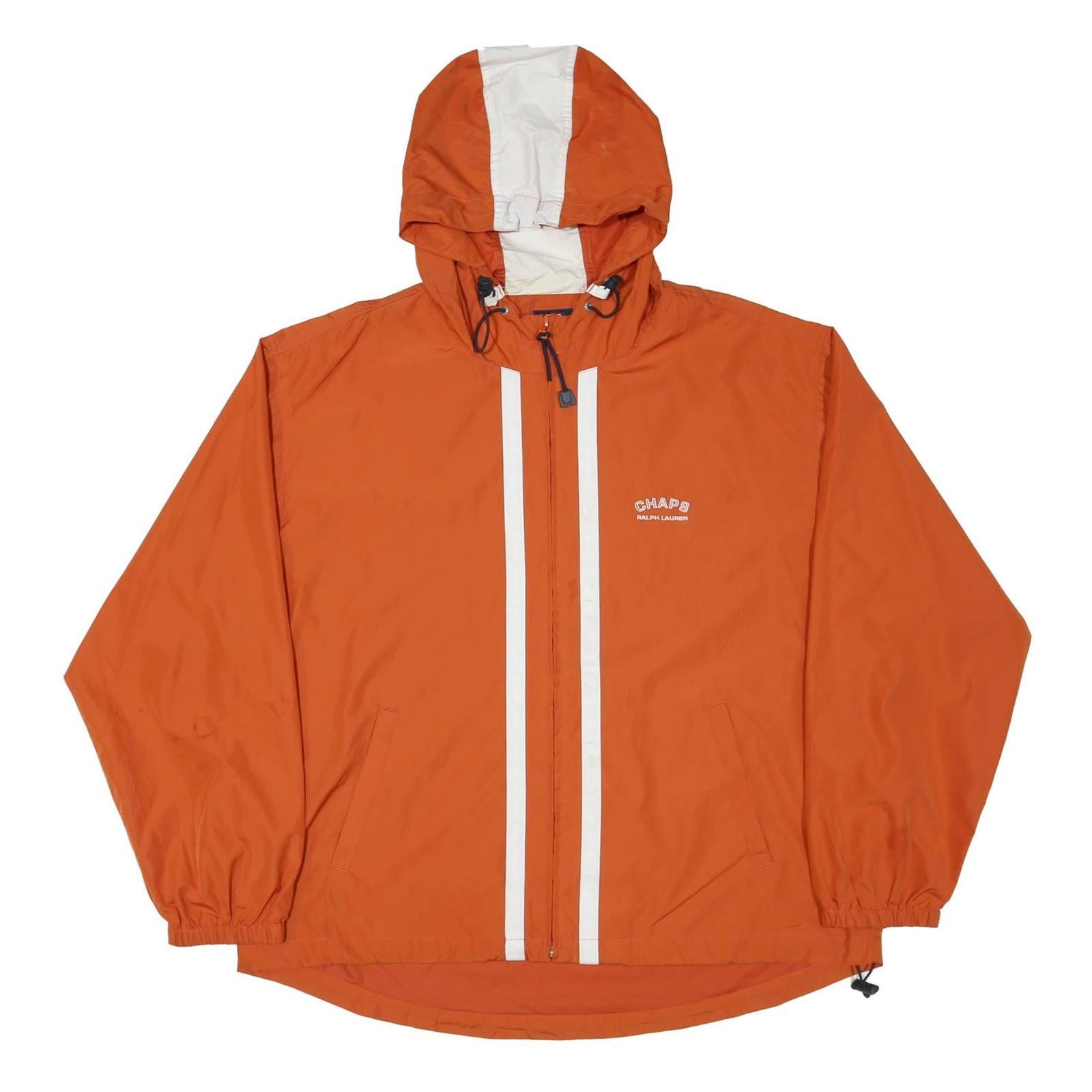 CHAPS RALPH LAUREN Mens Orange & White Outdoor Jacket L Polyester Blend Hooded Refurbished - N/A refurbished available on Cerqular