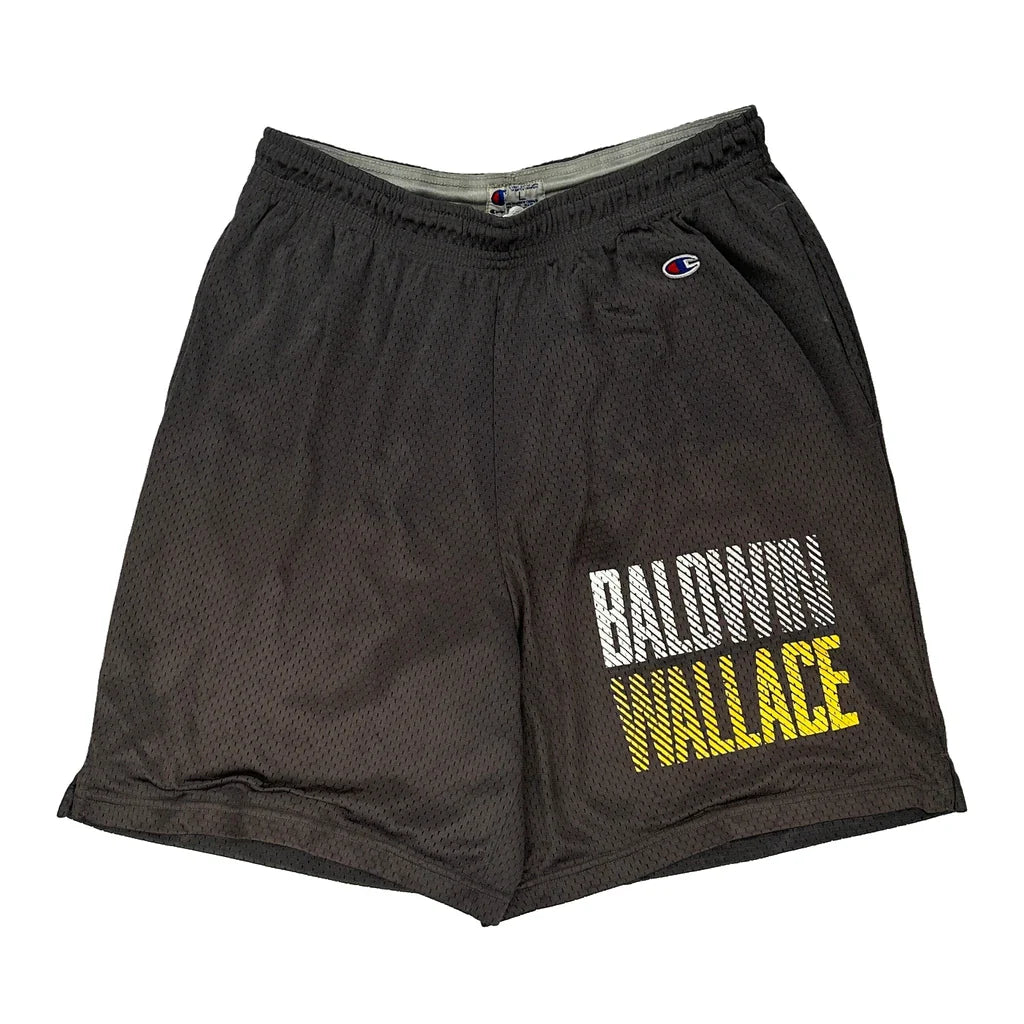 Baldwin Wallace Champion Sport Shorts - Large Black Polyester Refurbished - Thrifted (note: this is a term often used to describe second- refurbished available on Cerqular
