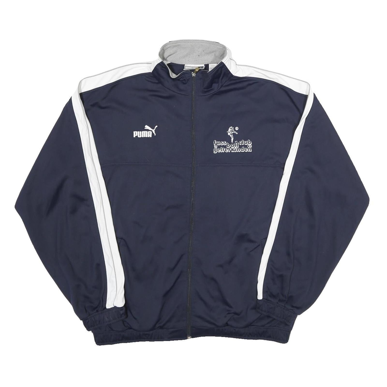 PUMA Mens Navy Blue & White Track Jacket L Polyester Zip Plain Sportswear Casual Refurbished - N/A refurbished available on Cerqular