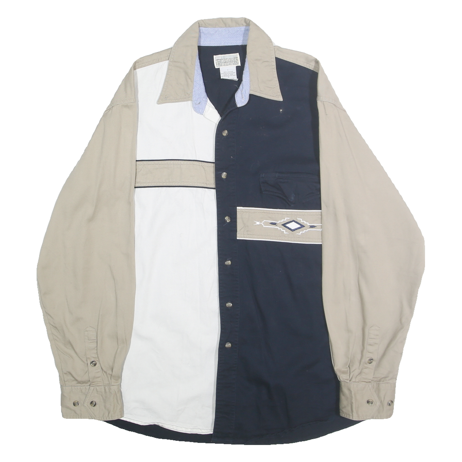 Buy EXPRESS RIDER Mens Beige & Navy Blue Cotton Shirt L Long Sleeve Button Front Refurbished - $38.99 EXPRESS RIDER Mens Beige & Navy Blue Cotton Shirt L Long Sleeve Button Front Refurbished - N/A refurbished available on Cerqular