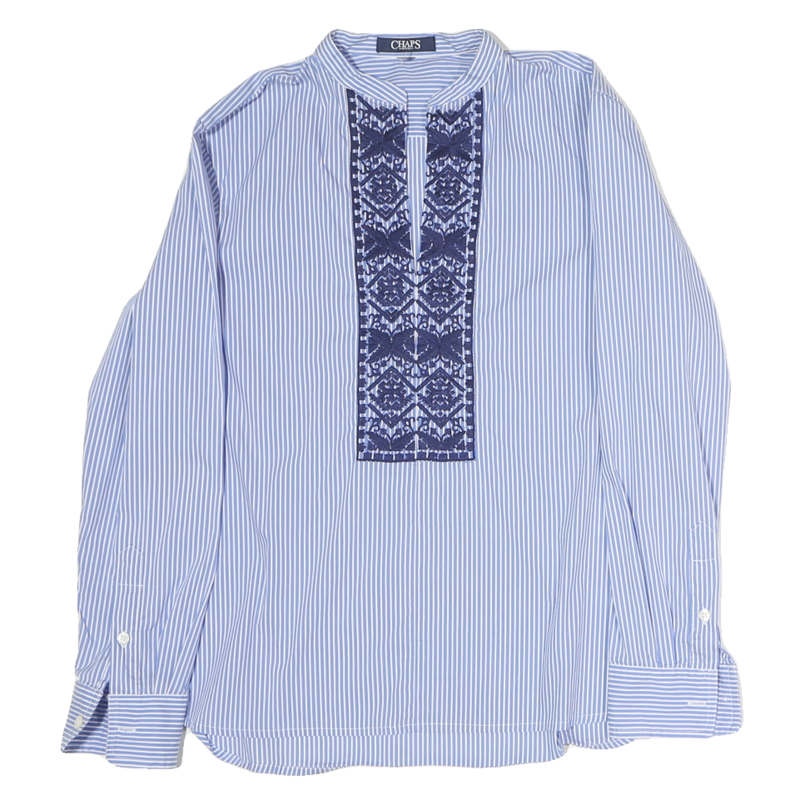 CHAPS Womens Blue & White Striped Printed Shirt Long Sleeve Collared M Cotton Refurbished - N/A refurbished available on Cerqular