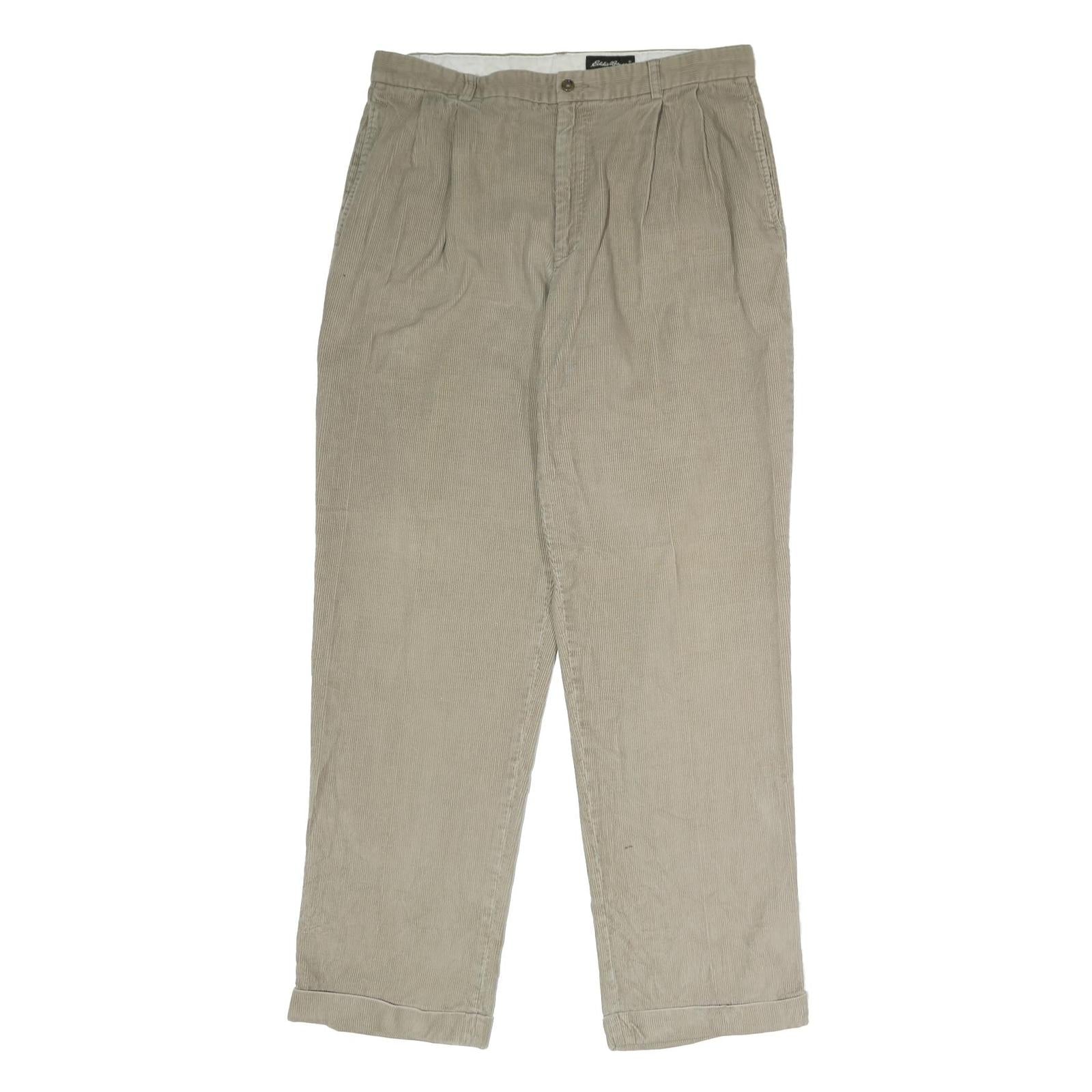 EDDIE BAUER Mens Classic Cotton Beige Zip Trousers W36 L34 Casual Easy Wear Refurbished - N/A refurbished available on Cerqular