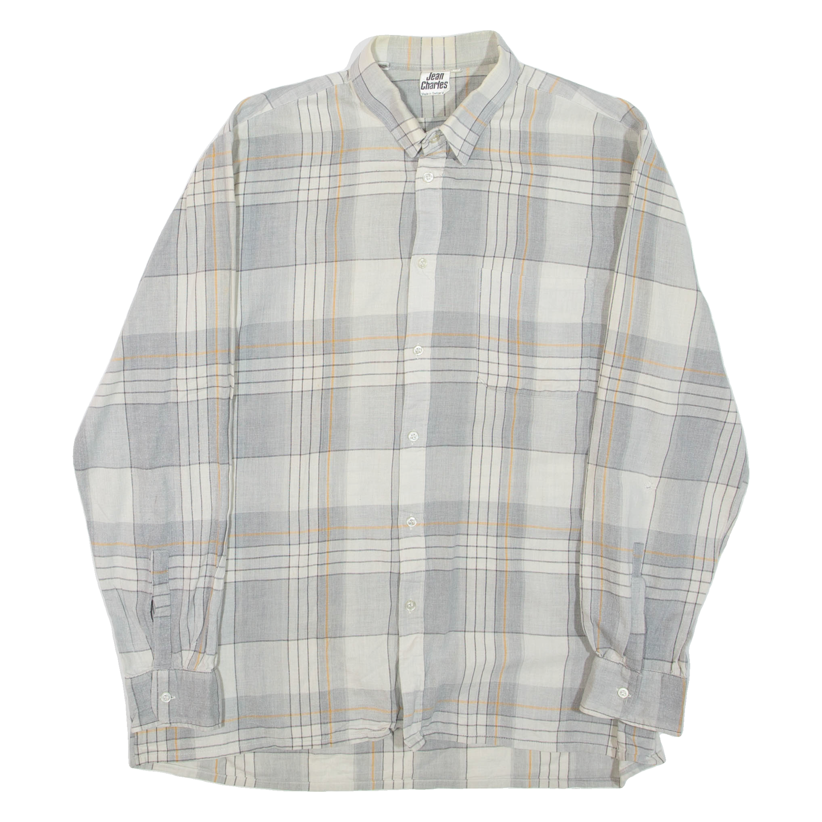 JEAN CHARLES Mens Shirt Grey Check Long Sleeve M Refurbished - N/A refurbished available on Cerqular