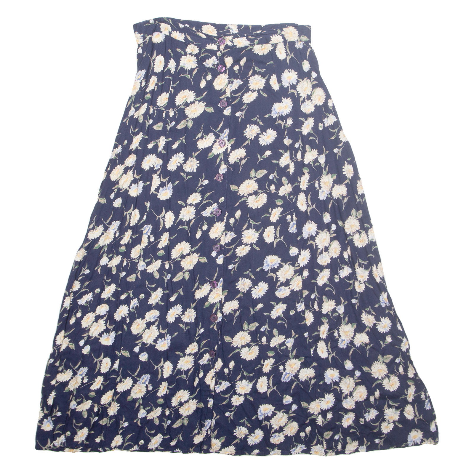 EXPRESSIONS Womens A-Line Skirt Blue Long Floral M Refurbished - N/A refurbished available on Cerqular