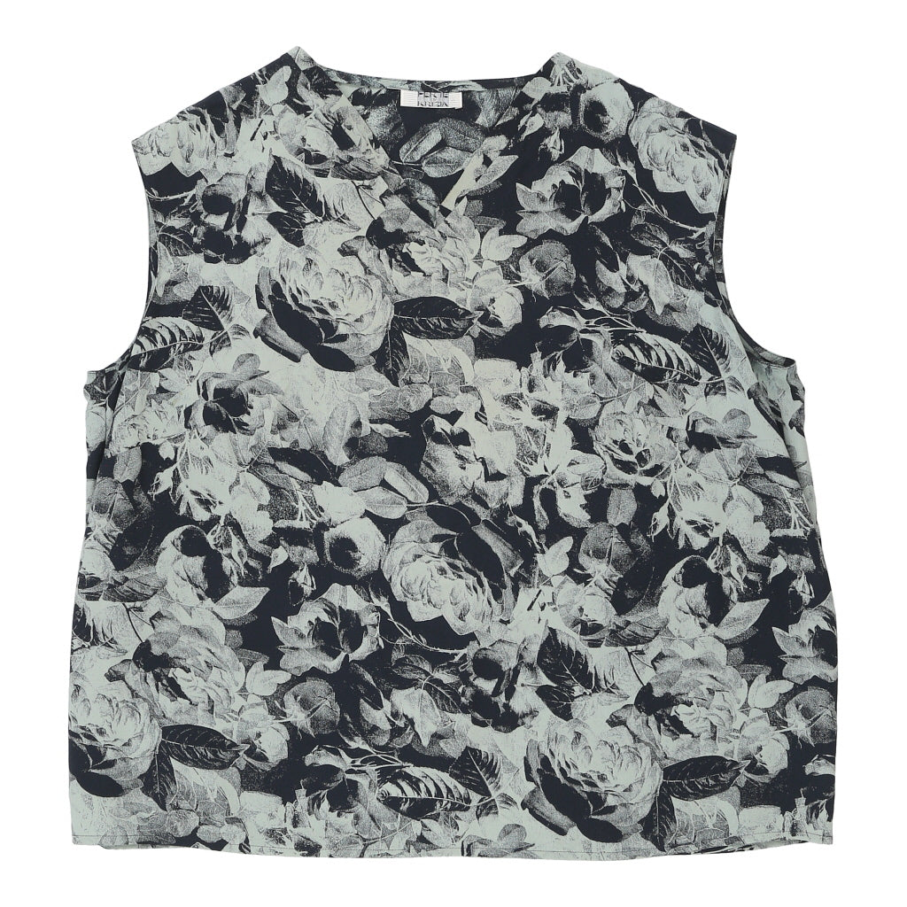 Per Te By Krizia Floral Top - XL Green Silk Refurbished - Thrifted (note: this is a term often used to describe second- refurbished available on Cerqular