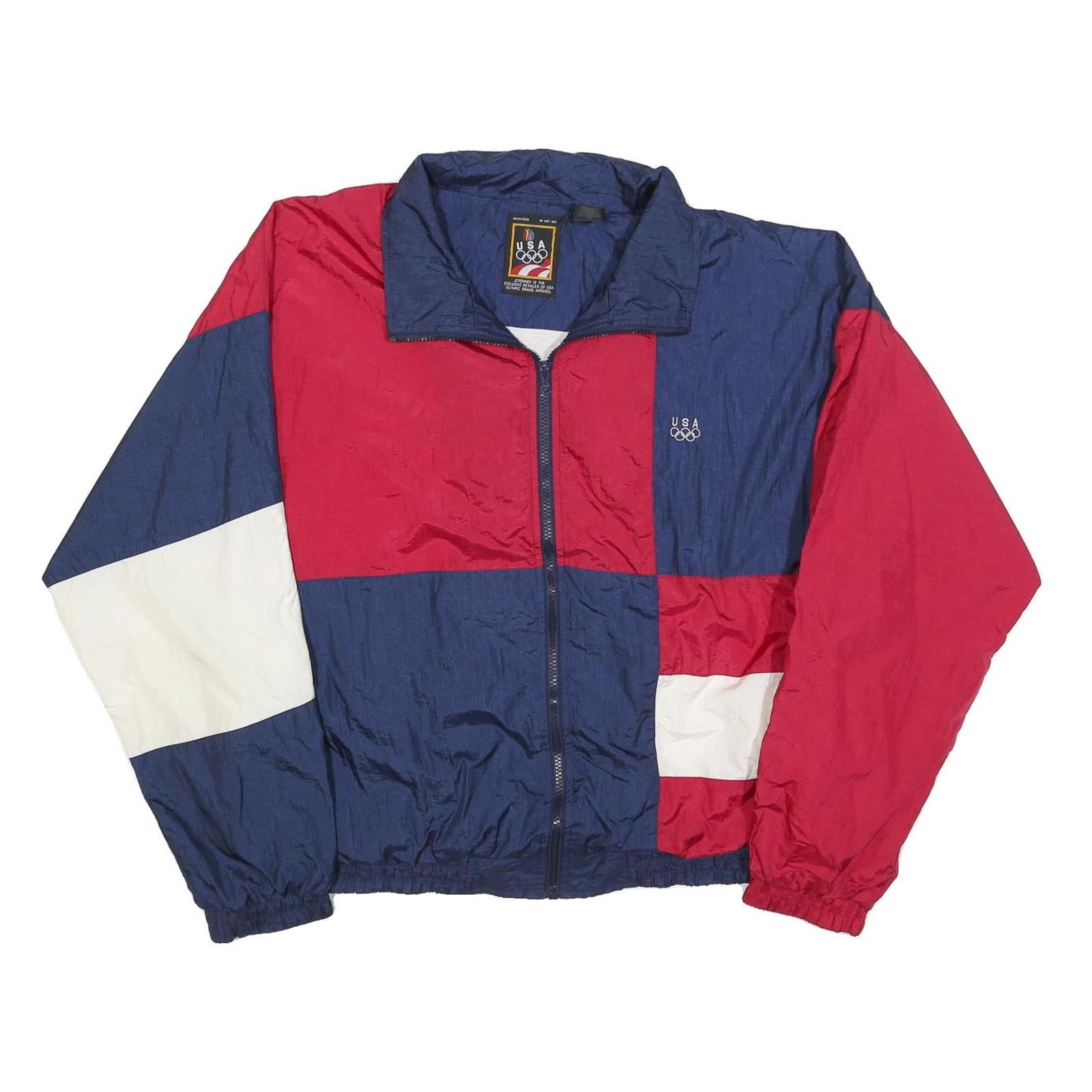 JC PENNY Mens Navy & Red Colourblock Zip Jacket L Polyester Blend Plain Casual Refurbished - N/A refurbished available on Cerqular