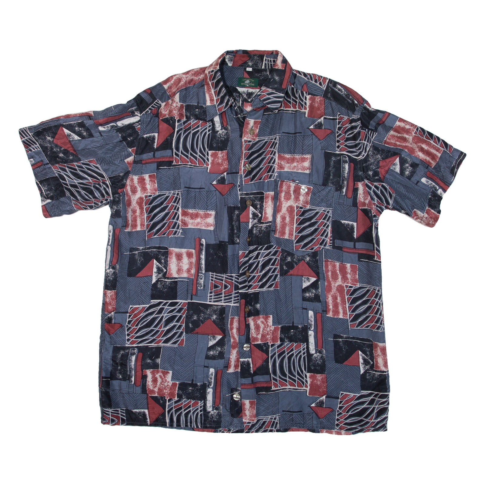 Mens Shirt Grey Faux Silk Crazy Pattern L Refurbished - N/A refurbished available on Cerqular