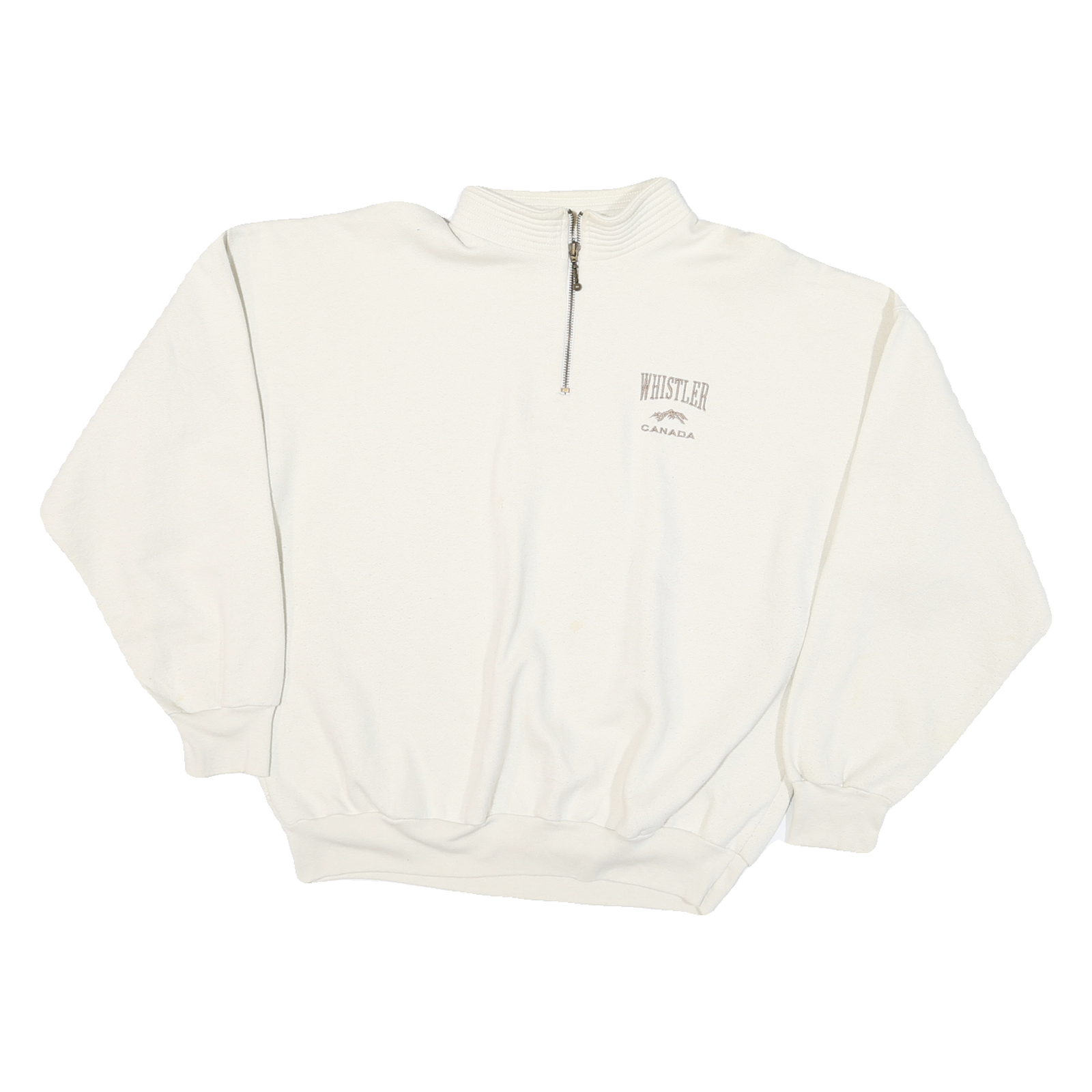 LAWTEX Mens Cream Whistler Canada Half Zip M Cotton Blend Sweatshirt Pullover Refurbished - N/A refurbished available on Cerqular