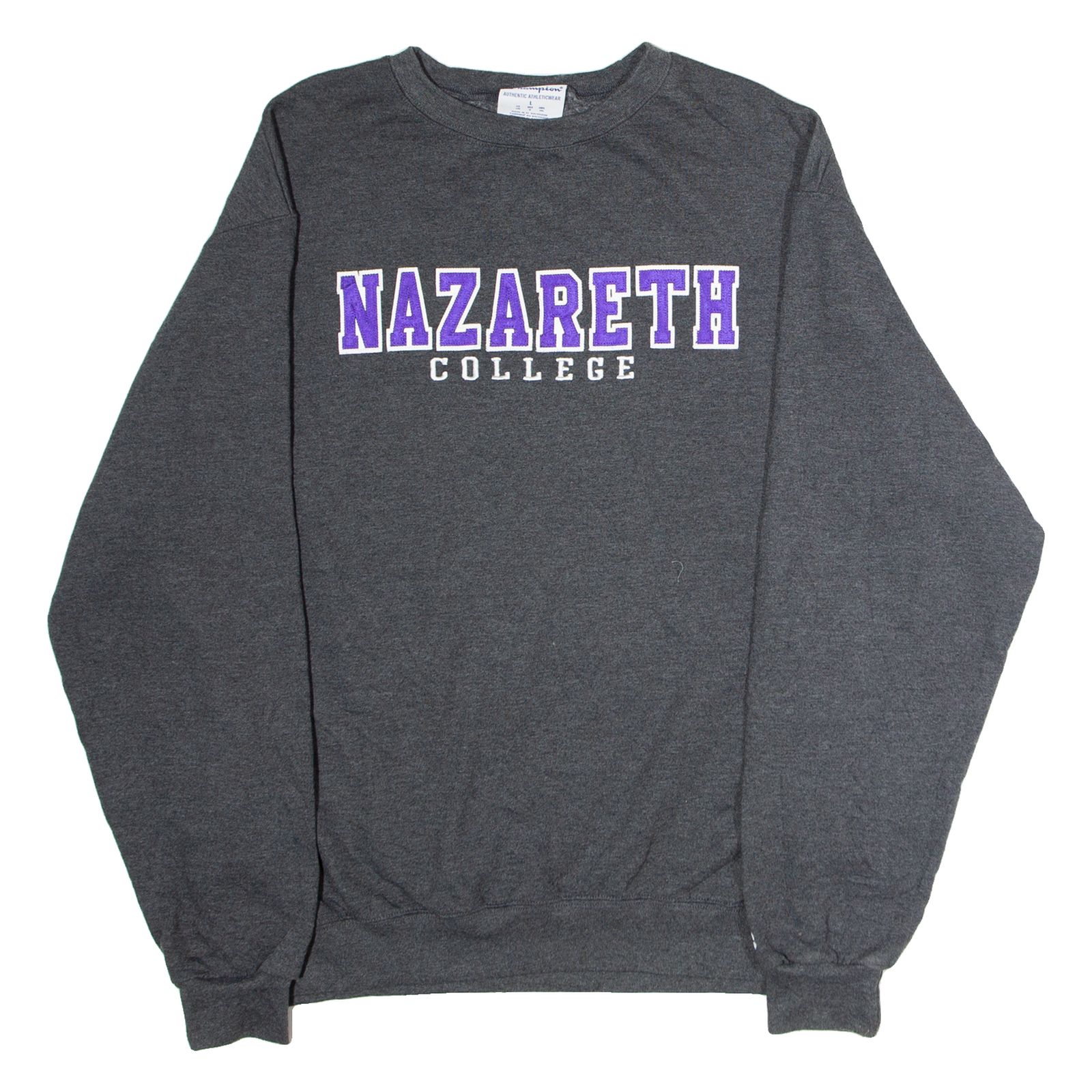 CHAMPION Nazareth College Mens Sweatshirt Grey Crew Neck USA L Refurbished - N/A refurbished available on Cerqular