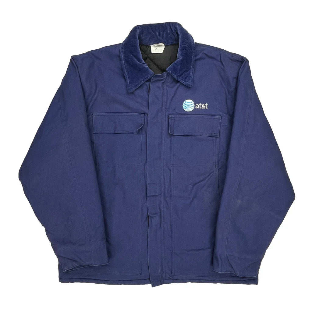 At&T Logo Vf Imagewear Jacket - XL Blue Polyester Refurbished - Thrifted (note: this is a term often used to describe second- refurbished available on Cerqular