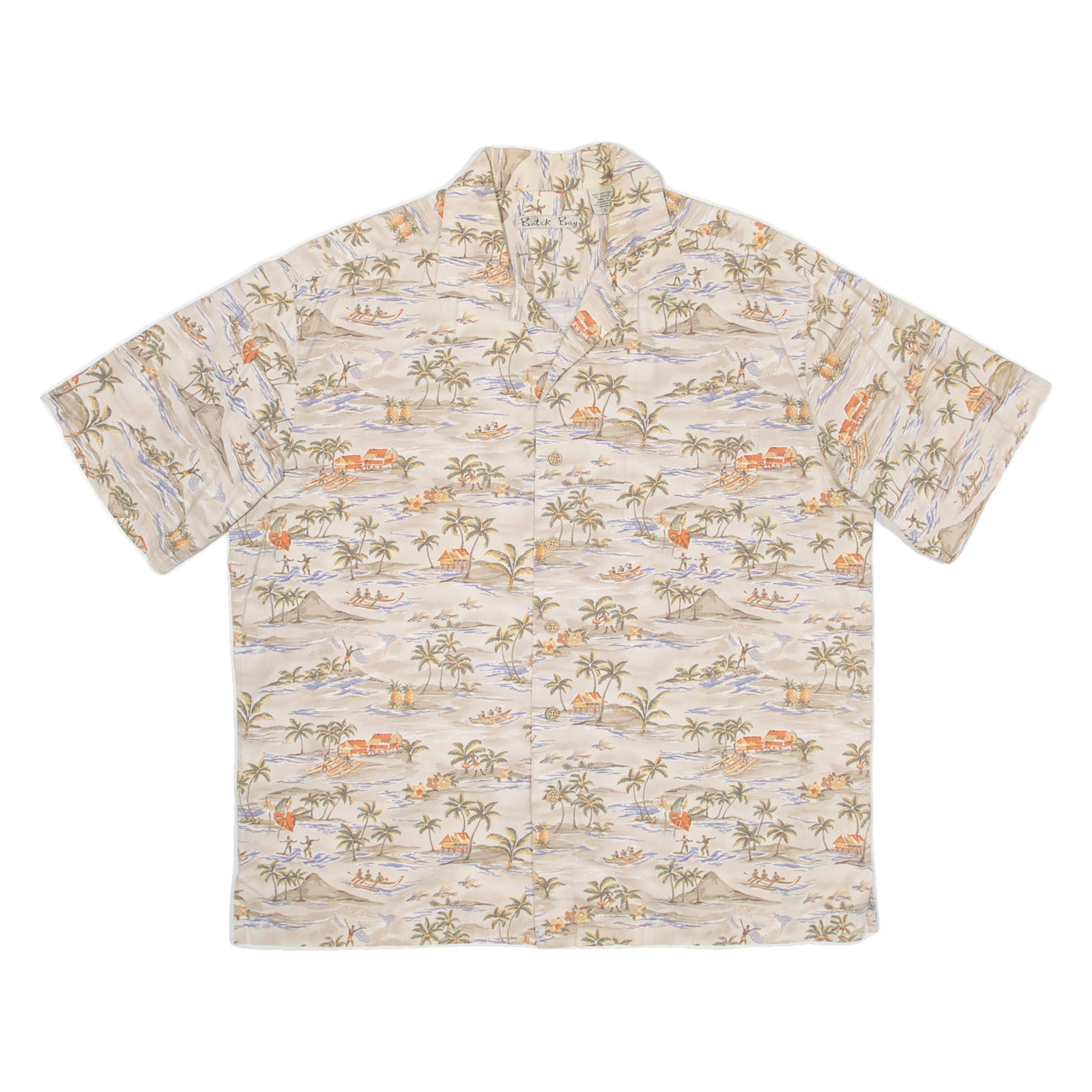 BATIK BAY Mens Hawaiian Shirt Beige Floral L Refurbished - N/A refurbished available on Cerqular