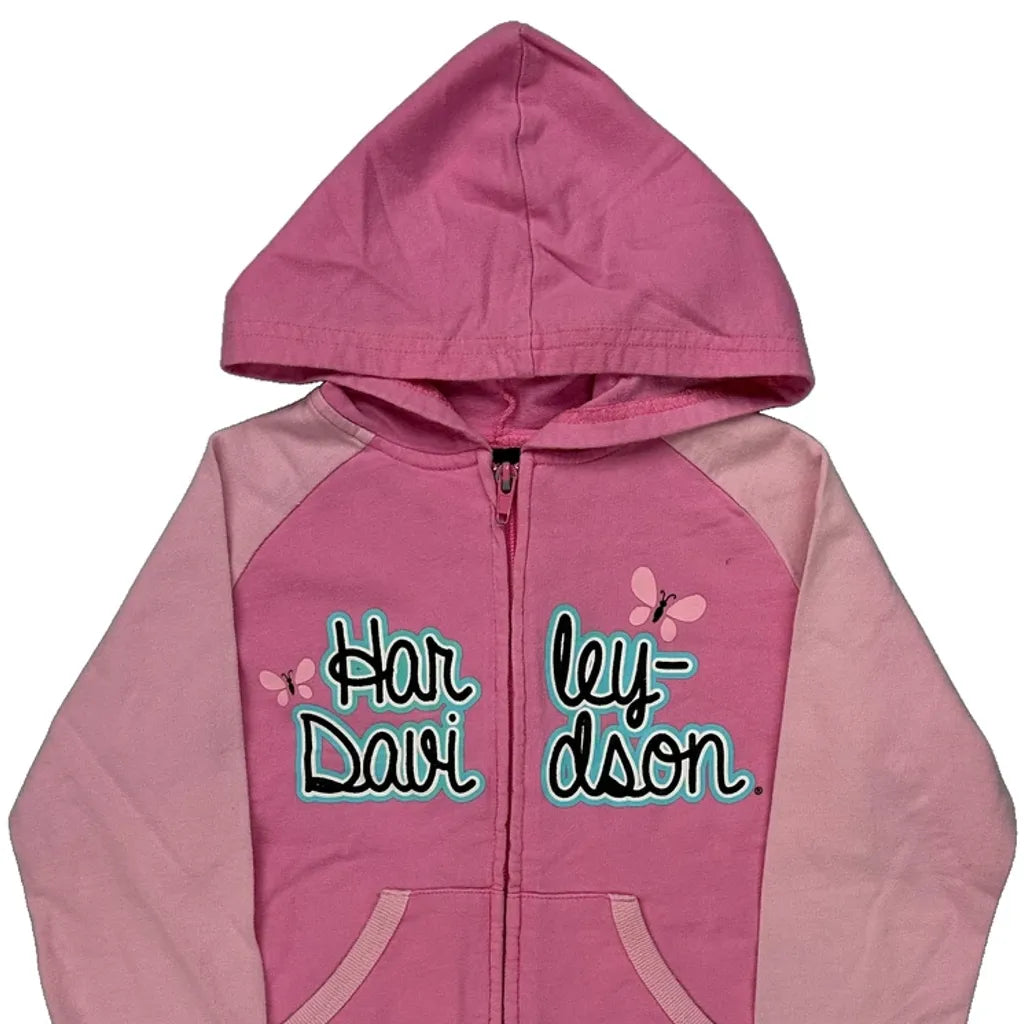 Age 4 Harley Davidson Hoodie - XS Pink Cotton Refurbished - Thrifted (note: this is a term often used to describe second- refurbished available on Cerqular