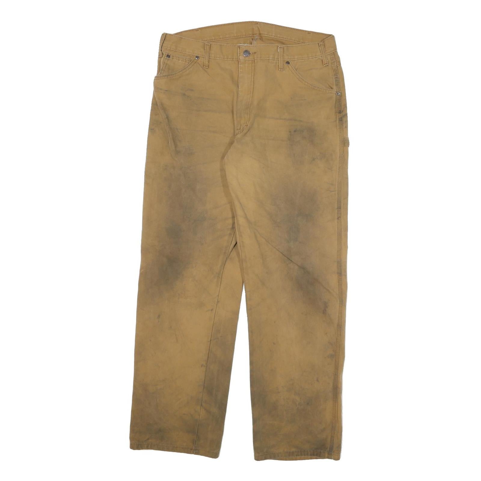 DICKIES Mens Cotton Blend Beige Workwear Regular Leg Trousers W34 L31 Durable Refurbished - N/A refurbished available on Cerqular