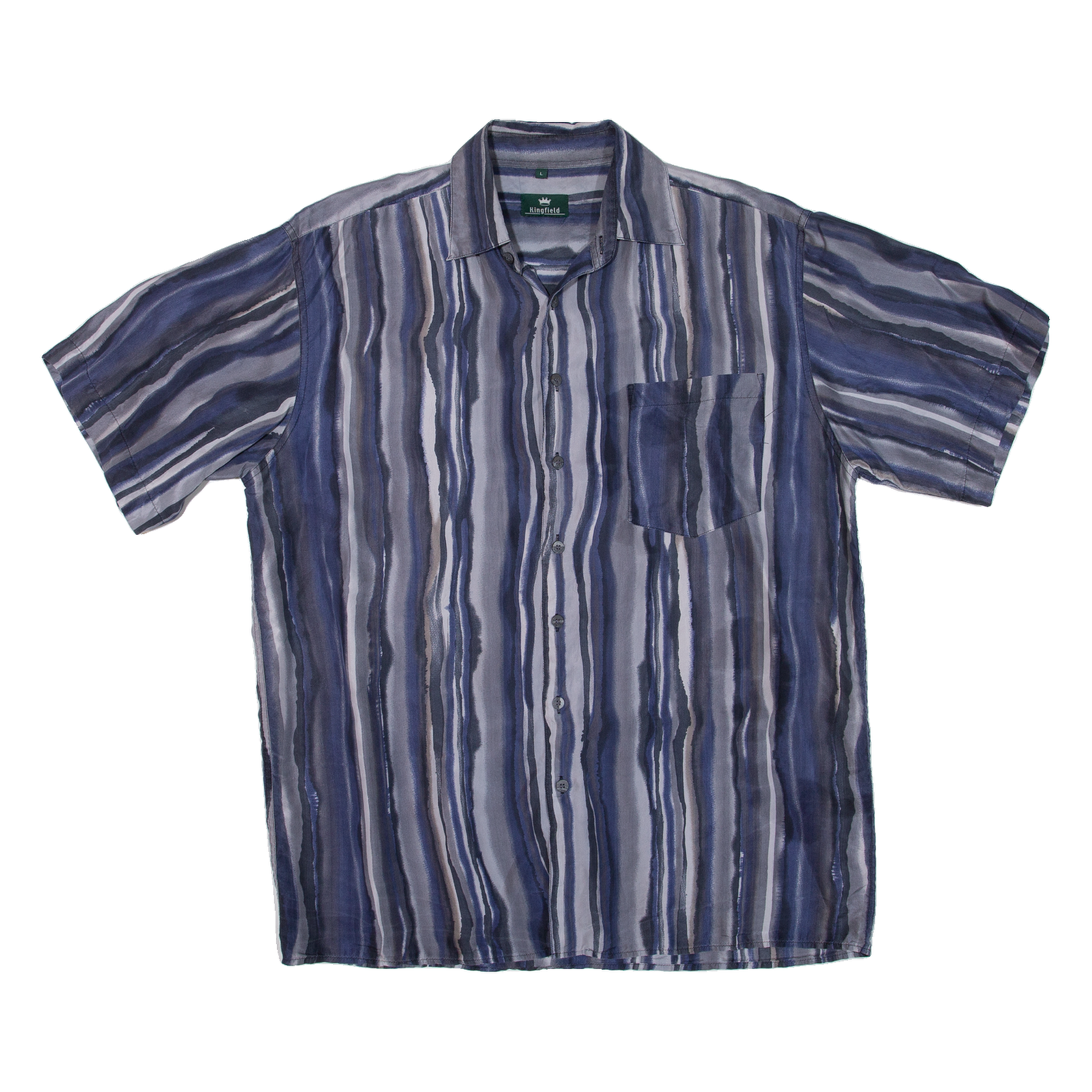 KINGFIELD Mens Shirt Blue Silk Crazy Pattern L Refurbished - N/A refurbished available on Cerqular