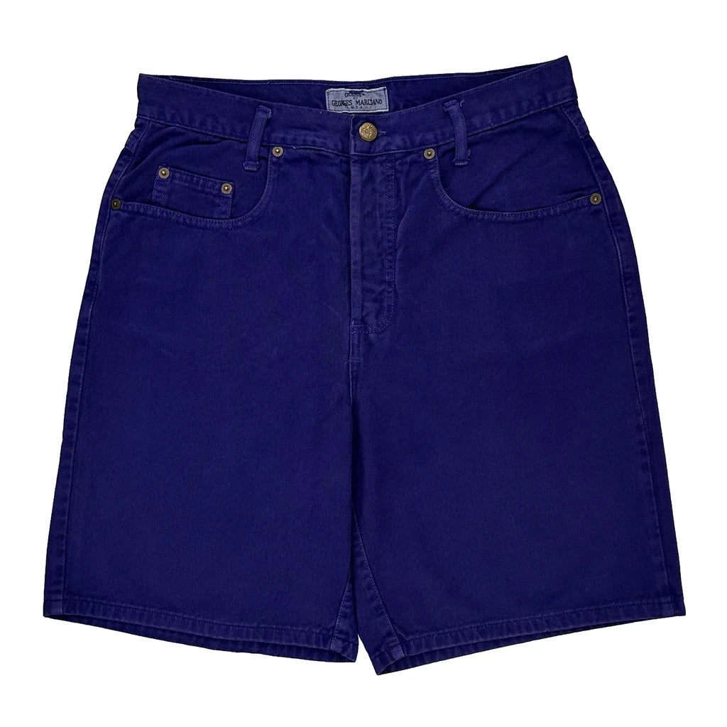 Made In USa Guess Denim Shorts - 32W UK 12 Purple Cotton Refurbished - Thrifted (note: this is a term often used to describe second- refurbished available on Cerqular