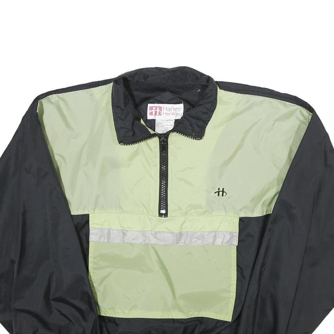 HANES Womens Black & Green Nylon Pullover Jacket M Lightweight Windbreaker Refurbished - N/A refurbished available on Cerqular
