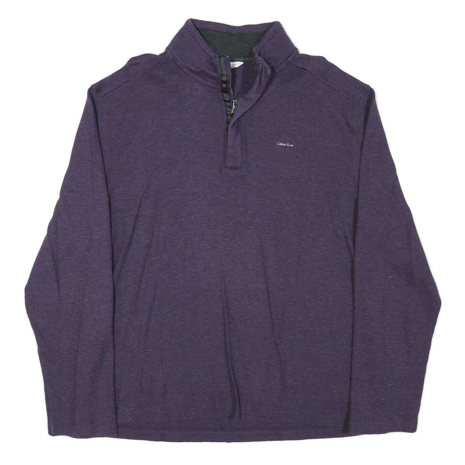 CALVIN KLEIN Mens Purple Jumper Pullover Plain Crew Neck Basic Knit L Cotton Refurbished - N/A refurbished available on Cerqular