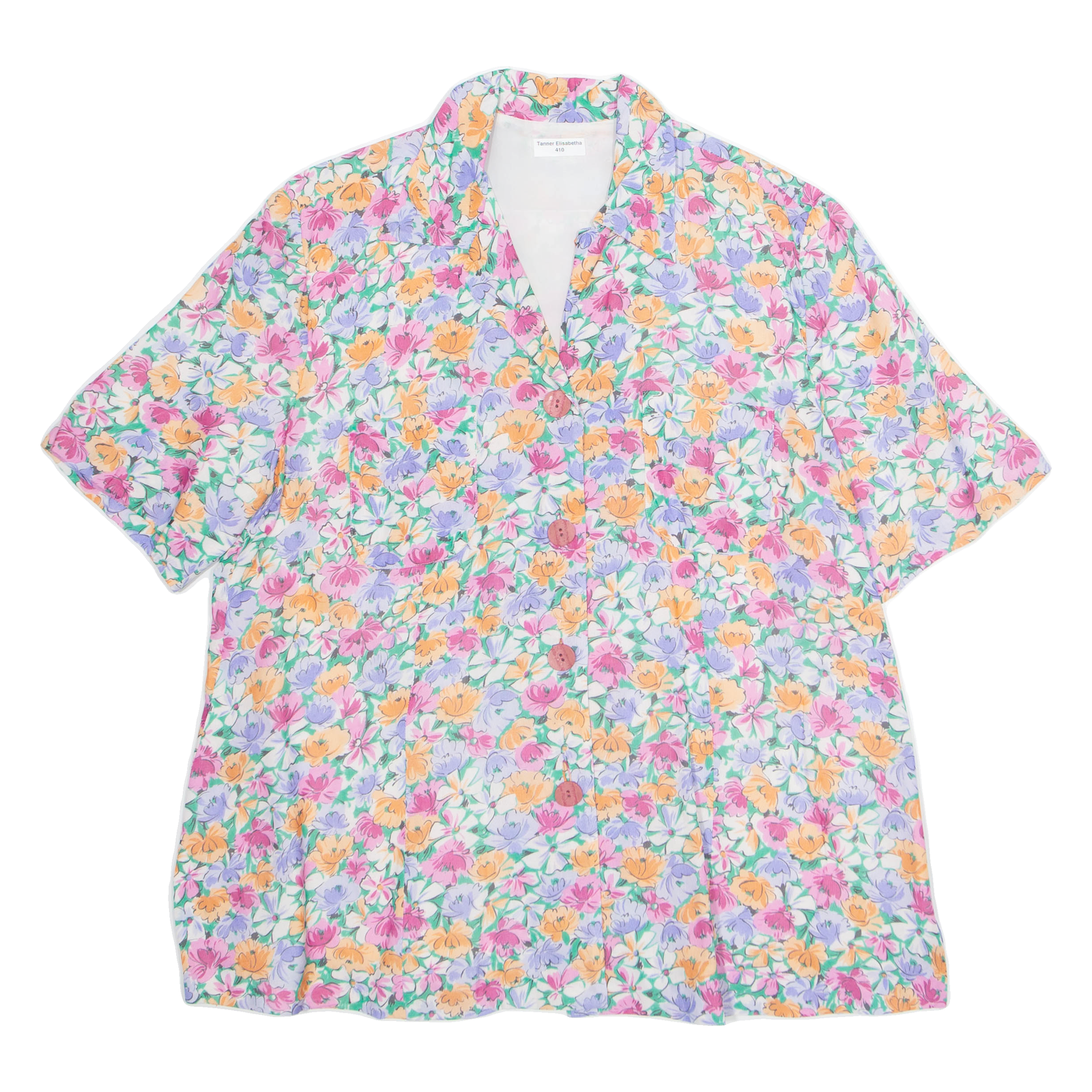 Womens Printed Shirt Pink Collared Floral L Refurbished - N/A refurbished available on Cerqular