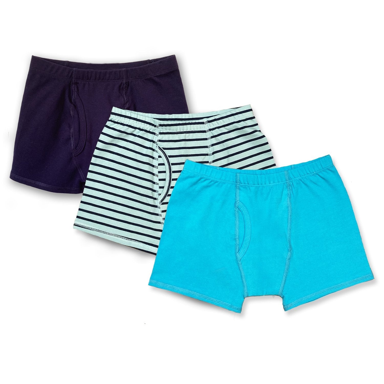 Boys Organic Cotton Boxer Briefs 3 Pack | Color: Blues Combo | Size: X-Small (4/5) Refurbished - N/A (Note: There is no well-known brand named "M refurbished available on Cerqular