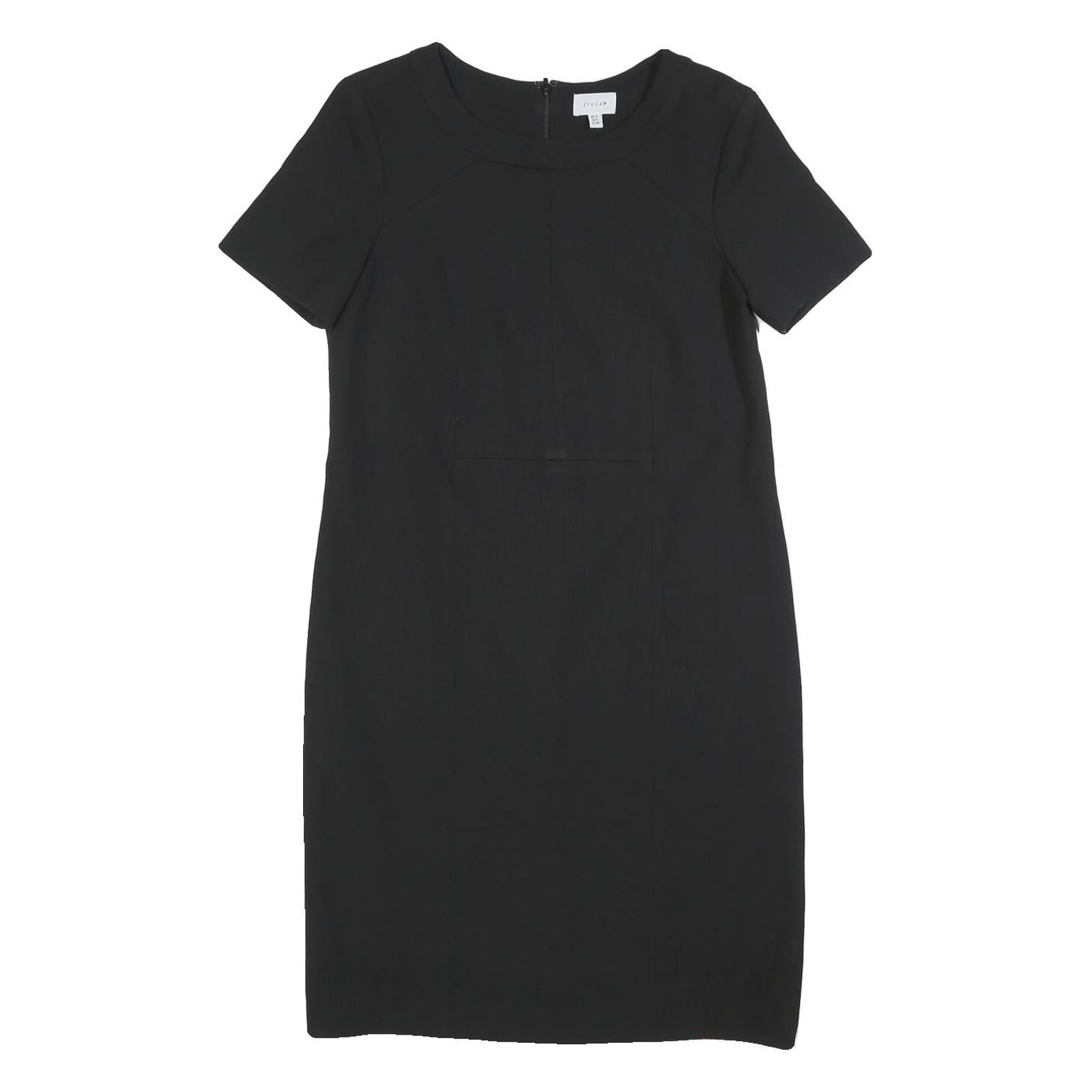 JIGSAW Womens Black Shift Dress Polyester Blend Short Sleeve UK 12 Classic Refurbished - N/A refurbished available on Cerqular