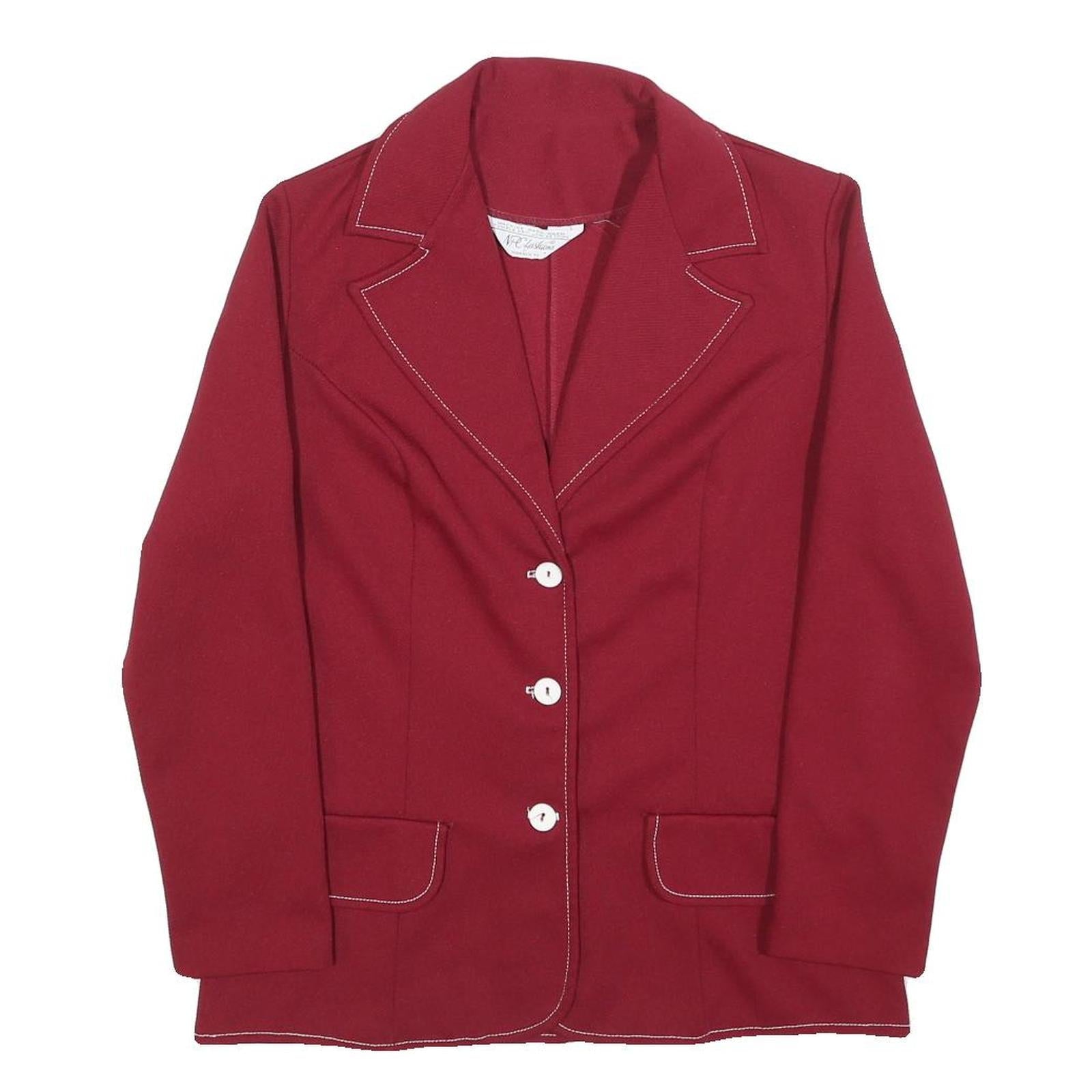 NPC FASHIONS Womens Red Casual Jacket M Polyester Blend Plain Button Closure Refurbished - N/A refurbished available on Cerqular
