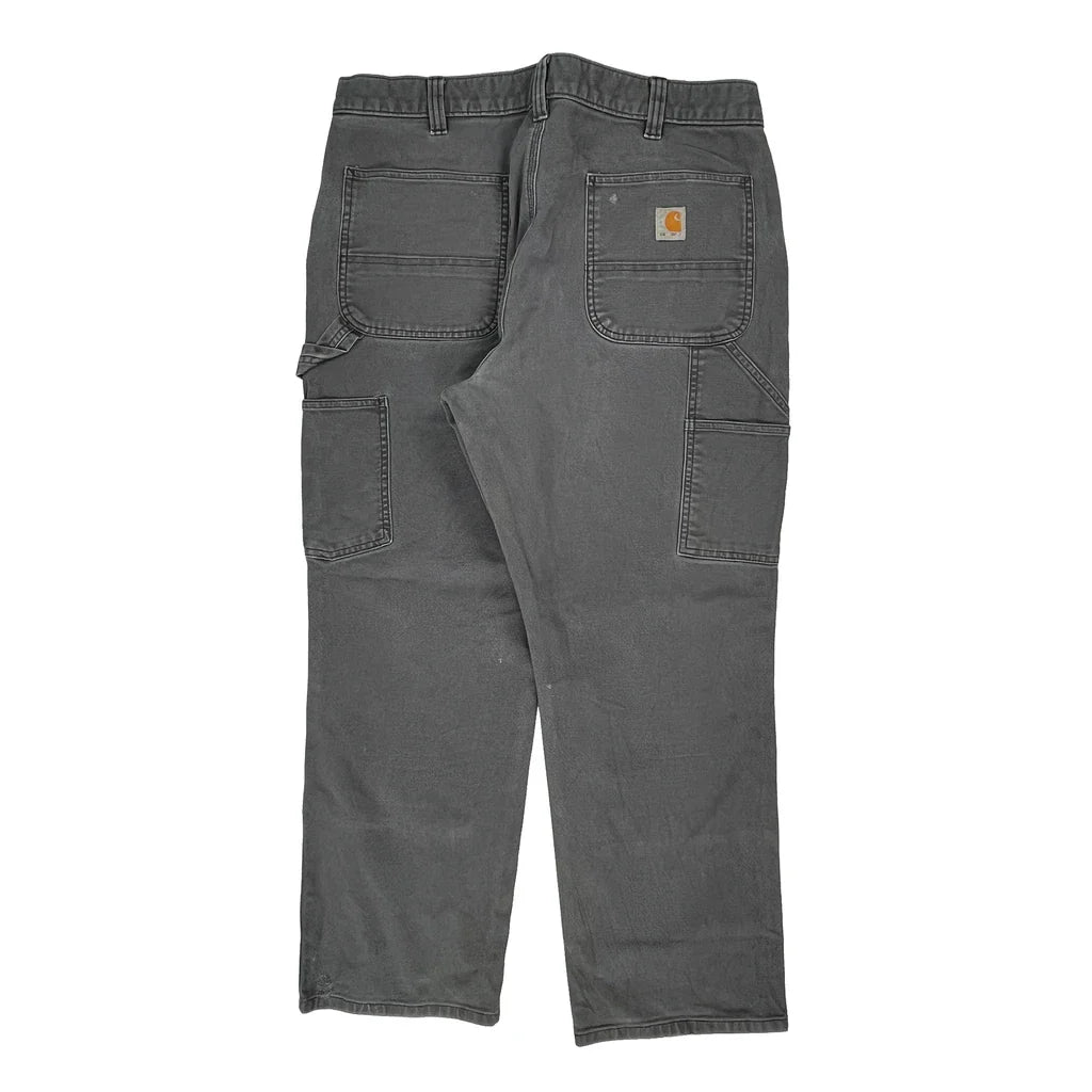 Carhartt Double Knee Carpenter Trousers - 38W 30L Grey Cotton Refurbished - Thrifted (note: this is a term often used to describe second- refurbished available on Cerqular