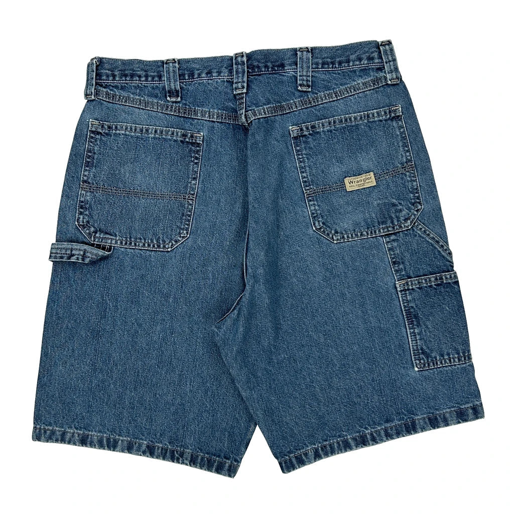 Wrangler Cargo Denim Shorts - 34W 10L Blue Cotton Refurbished - Thrifted (note: this is a term often used to describe second- refurbished available on Cerqular