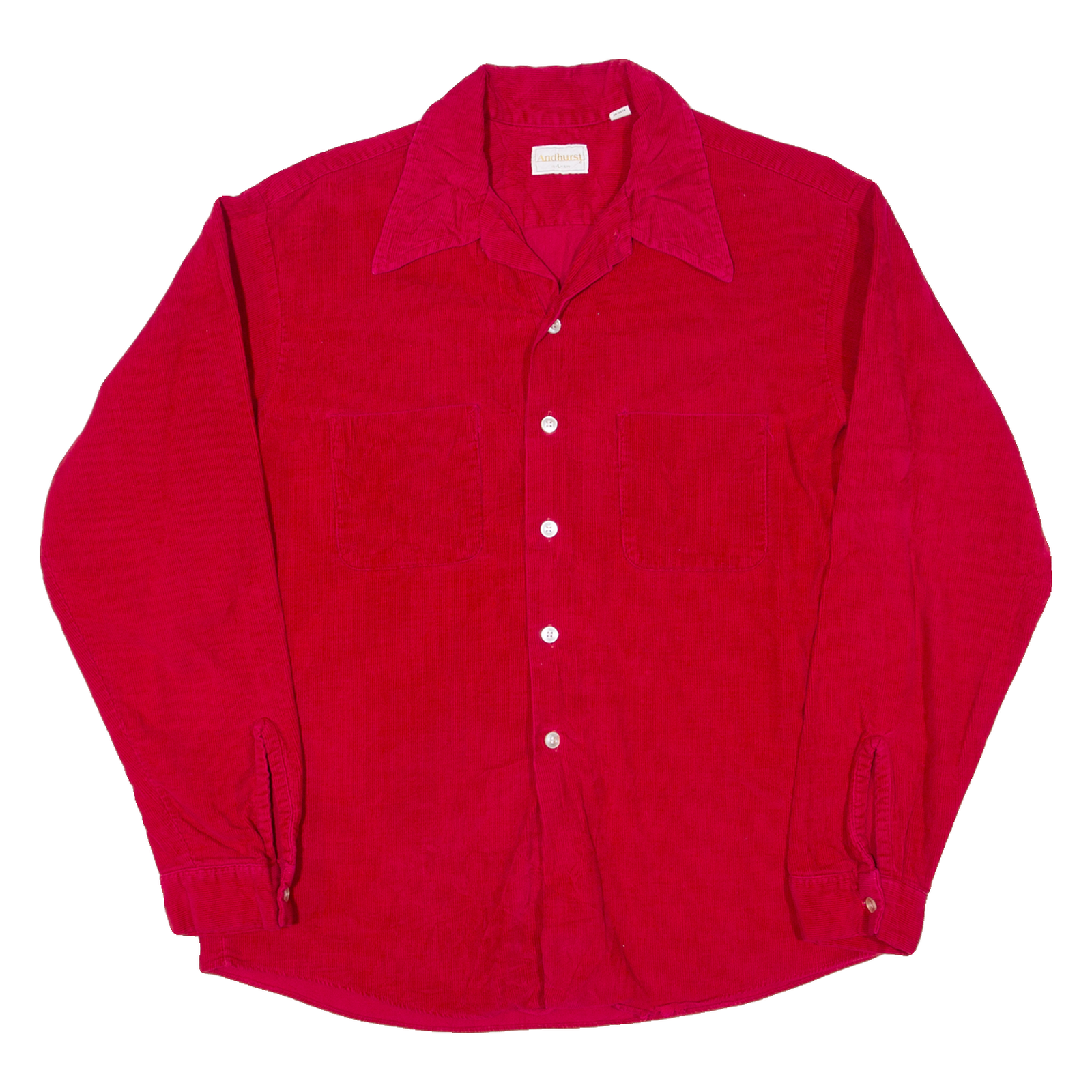 ANDBURST Mens Corduroy Shirt Red Long Sleeve L Refurbished - N/A refurbished available on Cerqular