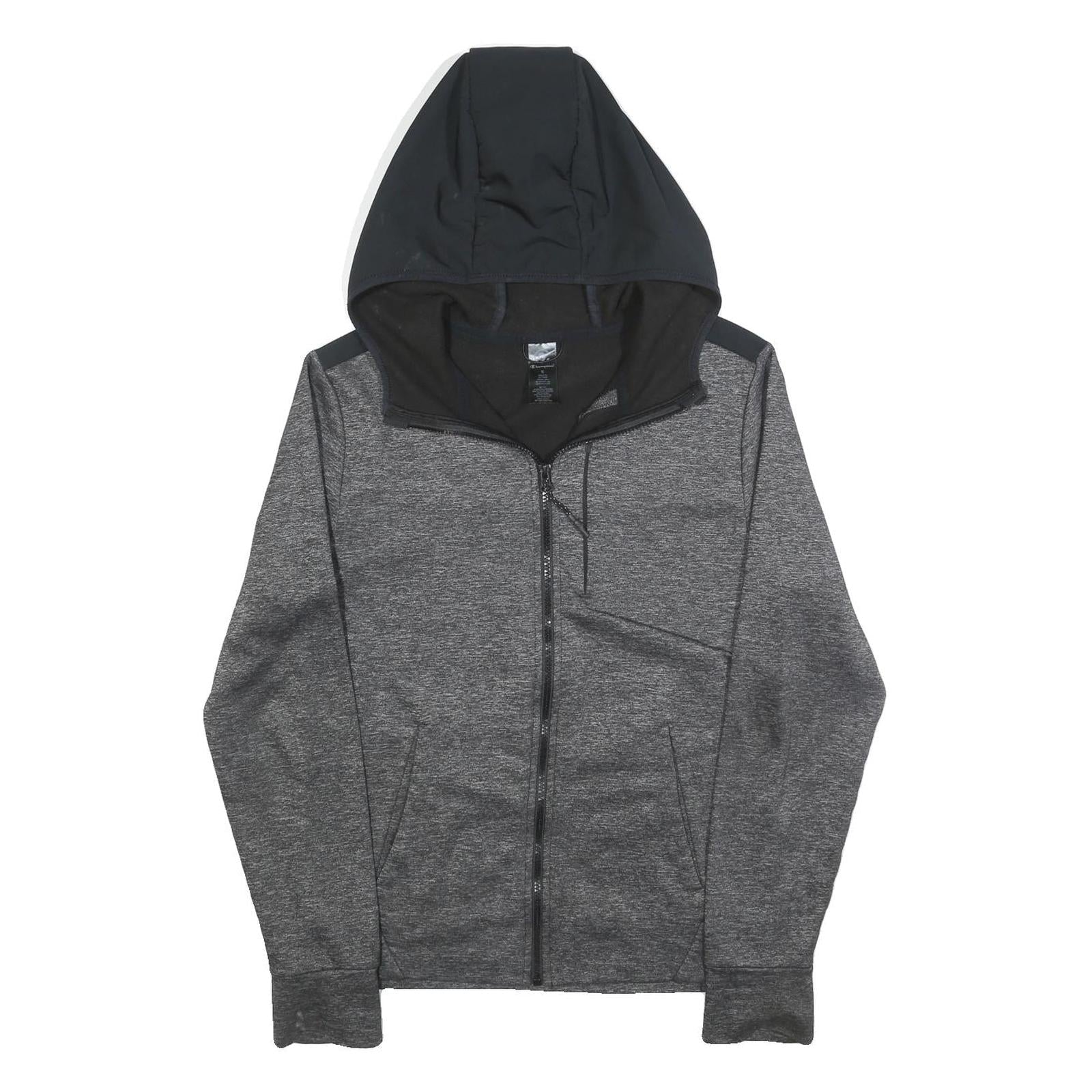 CHAMPION Mens Grey & Black Full Zip Hoodie S Polyester Blend Athletic Jacket Refurbished - N/A refurbished available on Cerqular