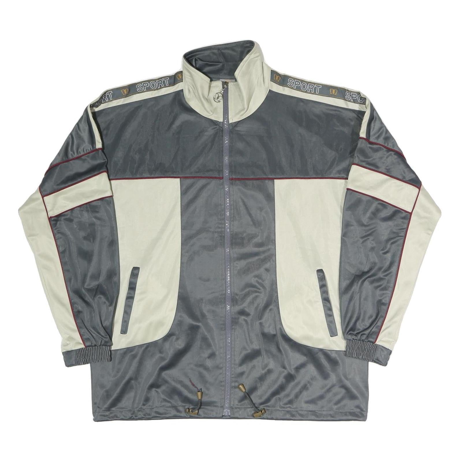 MACIMON Mens Grey & Cream Sport Zip Jacket L Polyester Blend Casual Lightweight Refurbished - N/A refurbished available on Cerqular