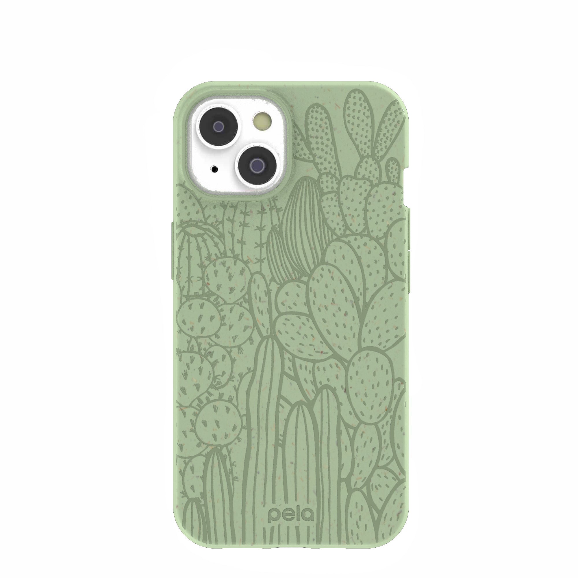 Sage Green Cacti iPhone 14/16e Case Refurbished - Pela Case refurbished available on Cerqular
