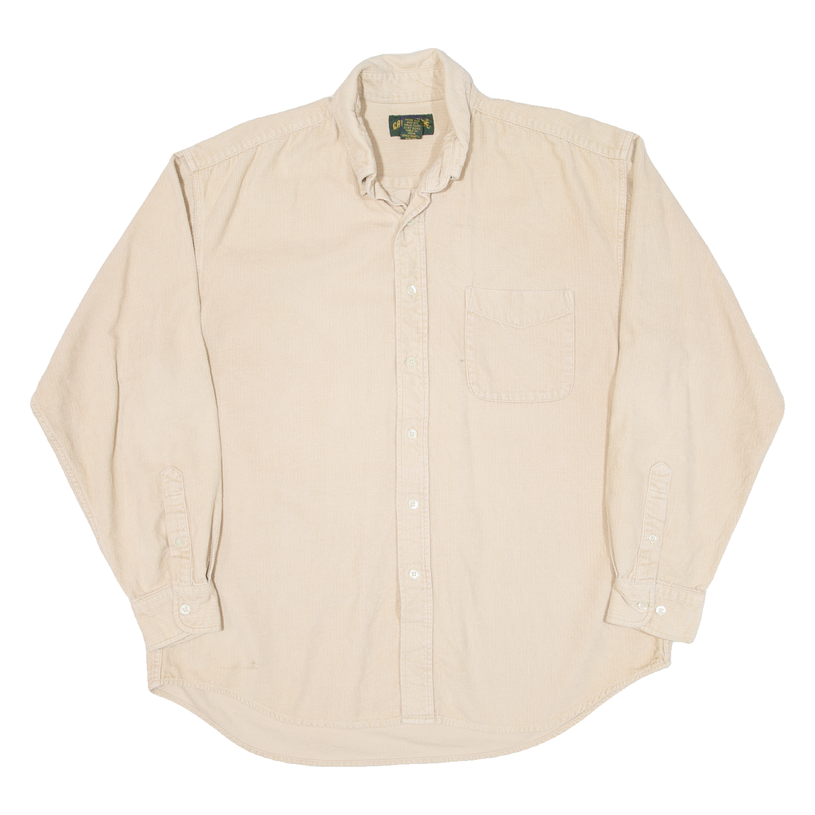 CAMBRIDGE Mens Corduroy Shirt Beige Long Sleeve L Refurbished - N/A refurbished available on Cerqular