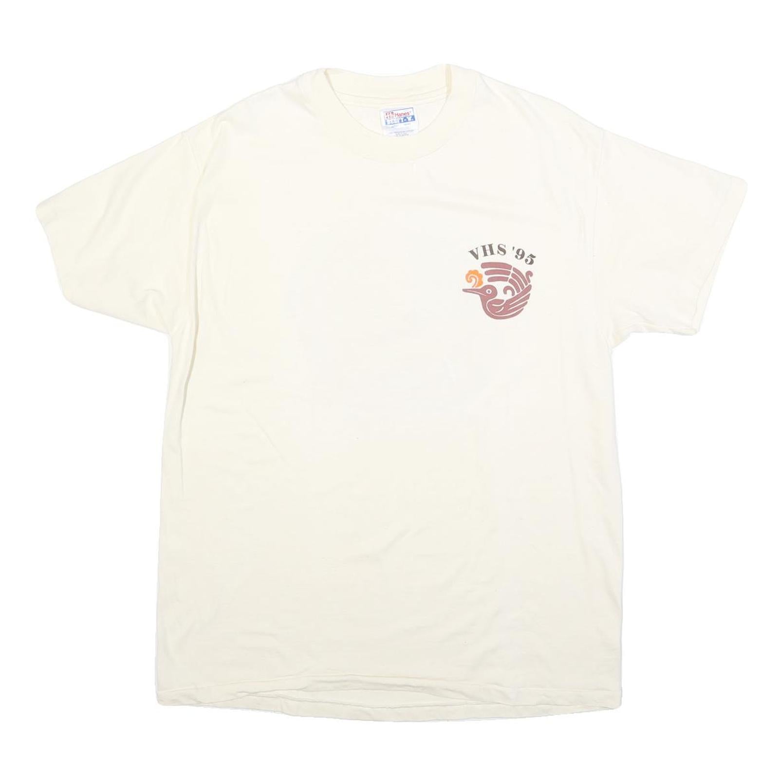 HANES Mens Cream Graphic T-Shirt L Short Sleeve Crew Neck Valencia's Vanishing Refurbished - N/A refurbished available on Cerqular