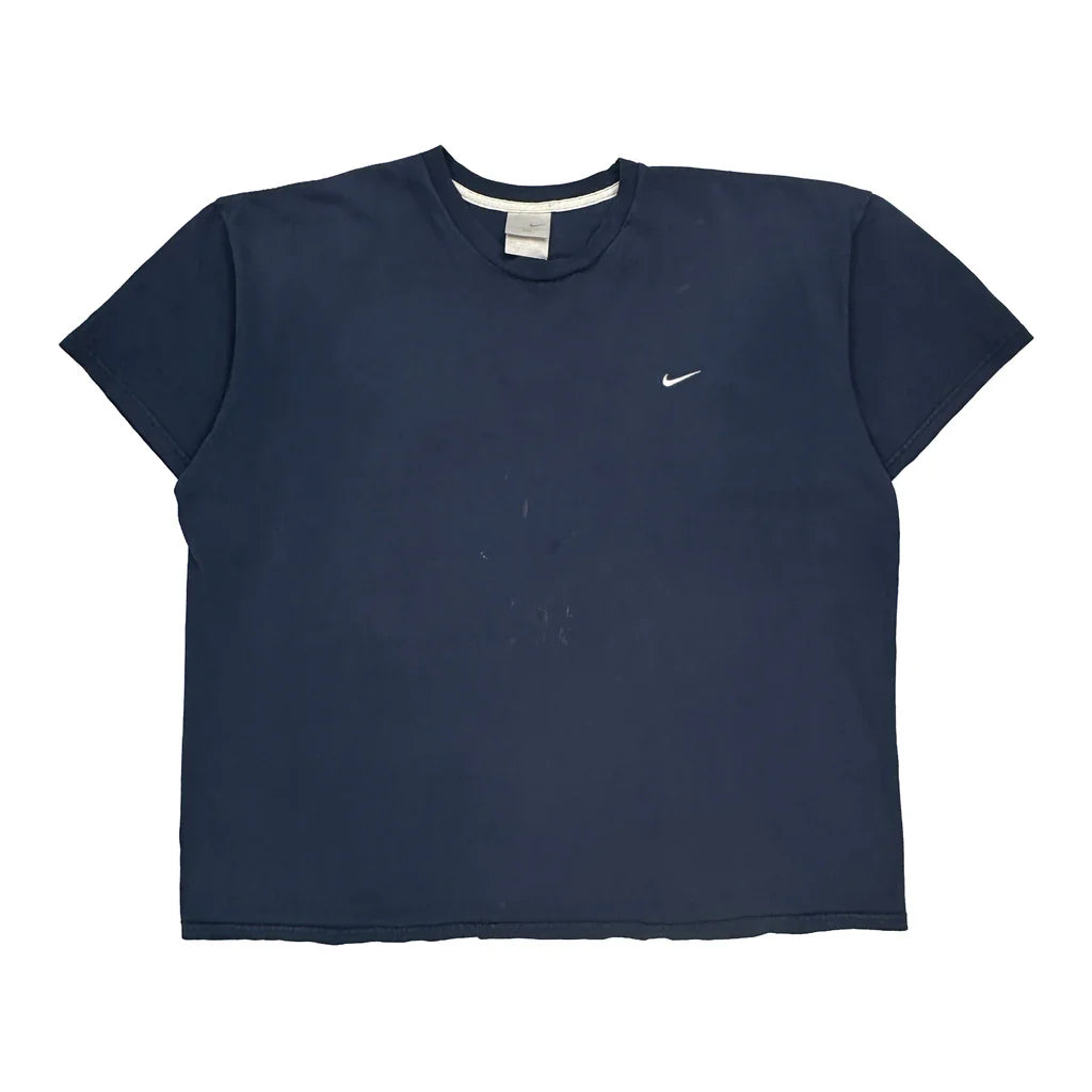 Nike T-Shirt - 2XL Navy Cotton Refurbished - Thrifted (note: this is a term often used to describe second- refurbished available on Cerqular