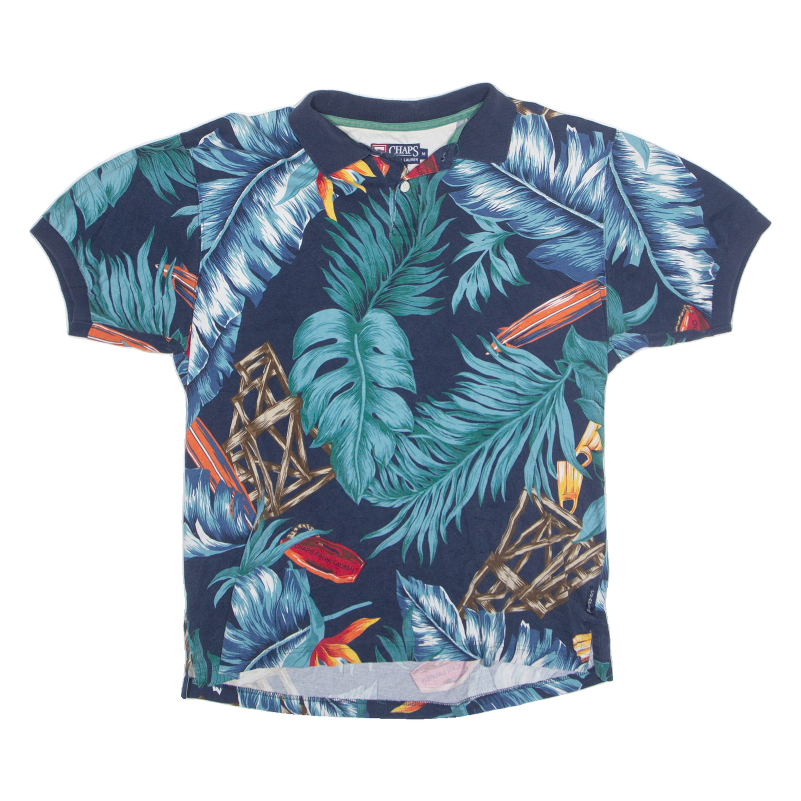 CHAPS RALPH LAUREN Hawaiian Style Mens Polo Shirt Blue Floral M Refurbished - N/A refurbished available on Cerqular