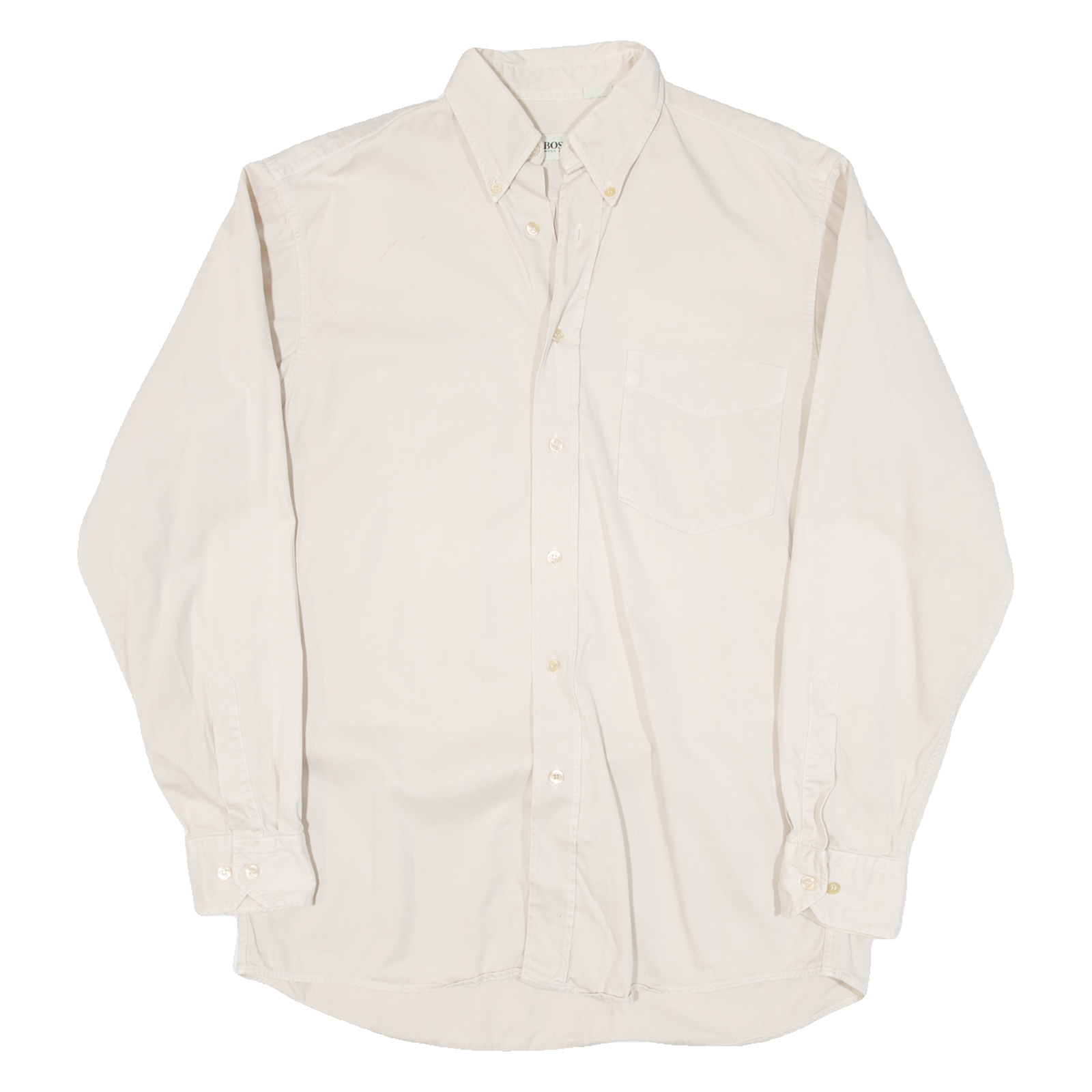 BOSS Mens Plain Shirt Beige Long Sleeve M Refurbished - N/A refurbished available on Cerqular