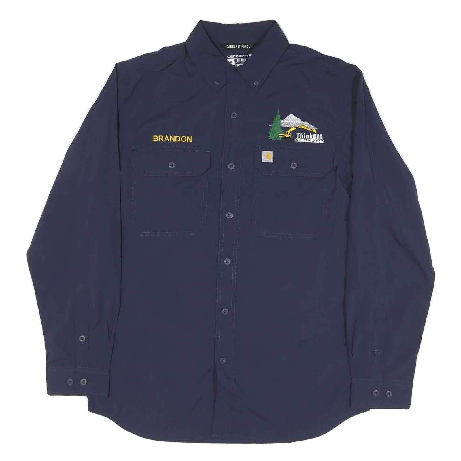 CARHARTT Mens Blue Workwear Shirt M Think Big Northwest Logo Brandon Embroidery Refurbished - N/A refurbished available on Cerqular