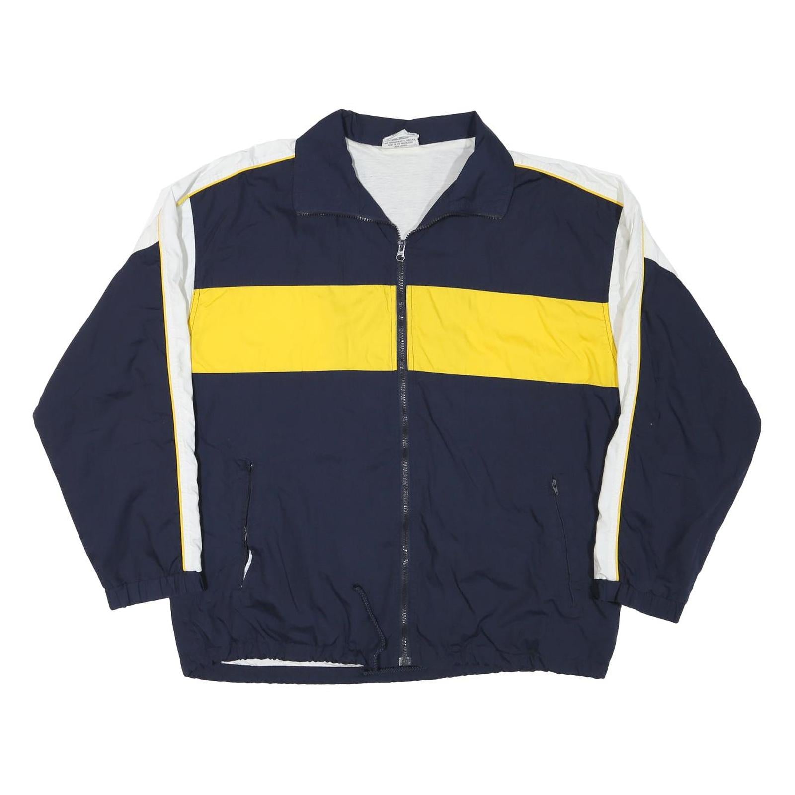 CRANE Mens Navy & Yellow Colourblock Jacket L Polyester Blend Zip Casual Refurbished - N/A refurbished available on Cerqular