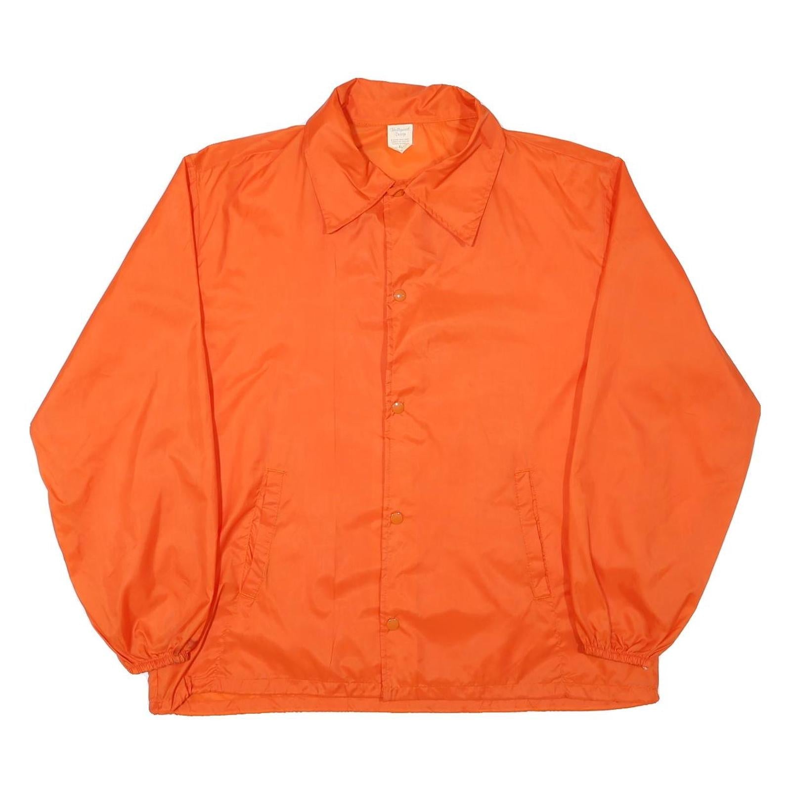 HOLLYWOOD DESIGN Mens Orange Nylon Button Jacket XL Plain Classic Casual Refurbished - N/A refurbished available on Cerqular