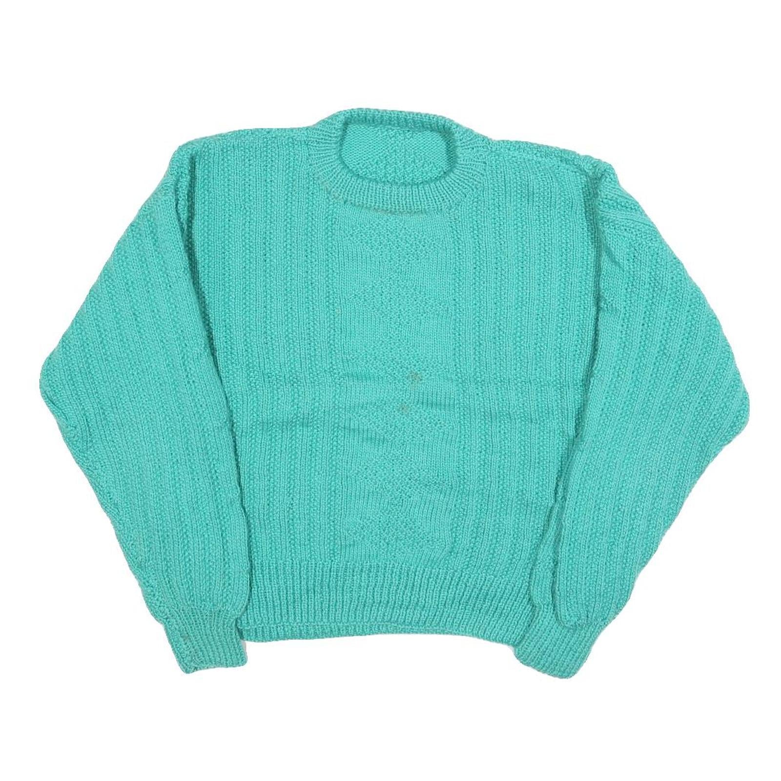 Womens Green Patterned Jumper Round Neck Chunky Knit M Cable Knit Regular Fit Refurbished - N/A refurbished available on Cerqular