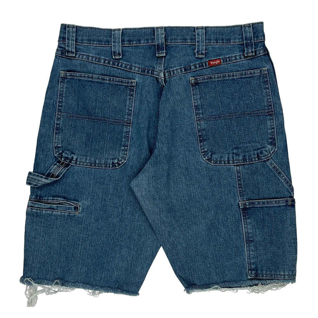 Buy Wrangler Carpenter Shorts - 34W 11L Blue Cotton Blend Refurbished - $14.86 Wrangler Carpenter Shorts - 34W 11L Blue Cotton Blend Refurbished - Thrifted (note: this is a term often used to describe second- refurbished available on Cerqular