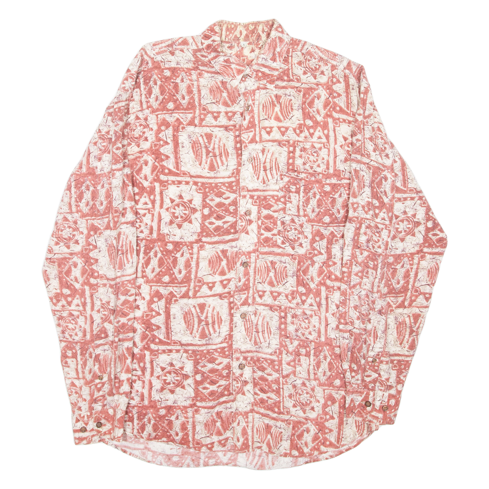 Mens Shirt Red Viscose Crazy Pattern Long Sleeve S Refurbished - N/A refurbished available on Cerqular