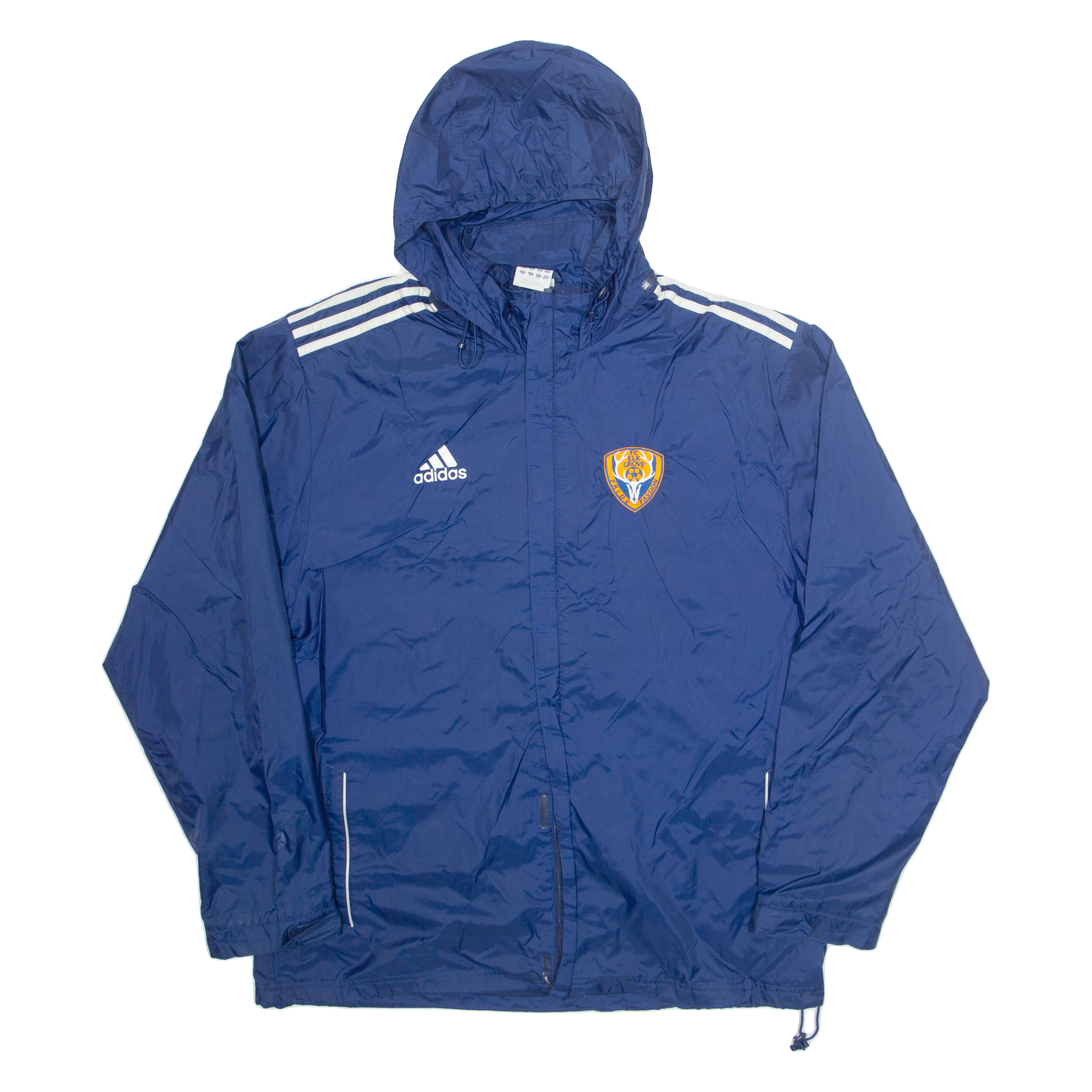 ADIDAS Elk Grove FC Lightweight Mens Windbreaker Jacket Blue Nylon Hooded XL Refurbished - N/A refurbished available on Cerqular