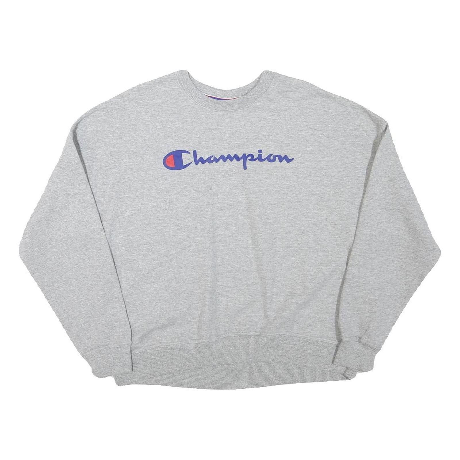 CHAMPION Womens Grey Cotton Blend Crew Neck L Sweatshirt Logo Casual Refurbished - N/A refurbished available on Cerqular