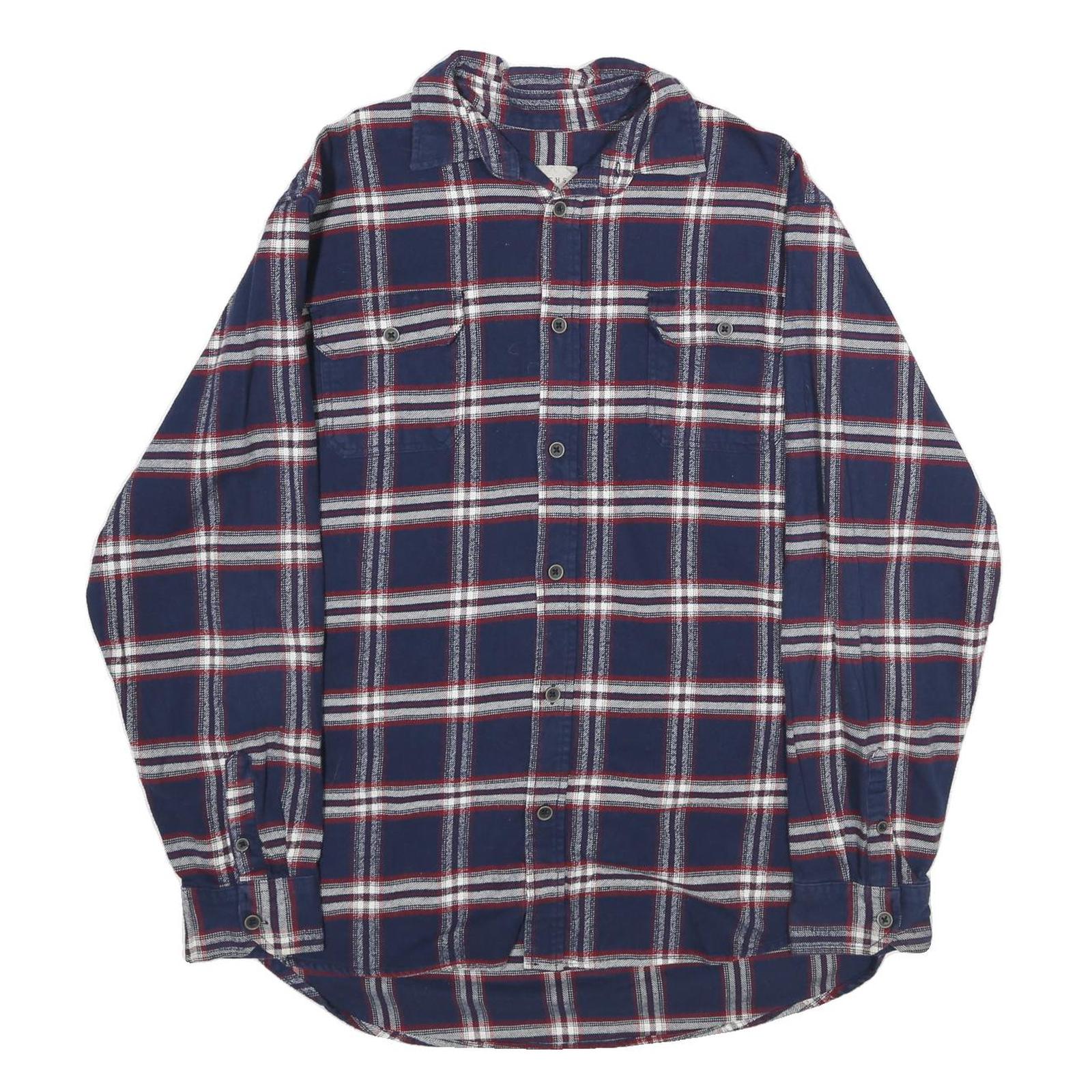 JACHS Mens Blue & White Check Shirt XL Cotton Long Sleeve Casual Button Down Refurbished - N/A refurbished available on Cerqular