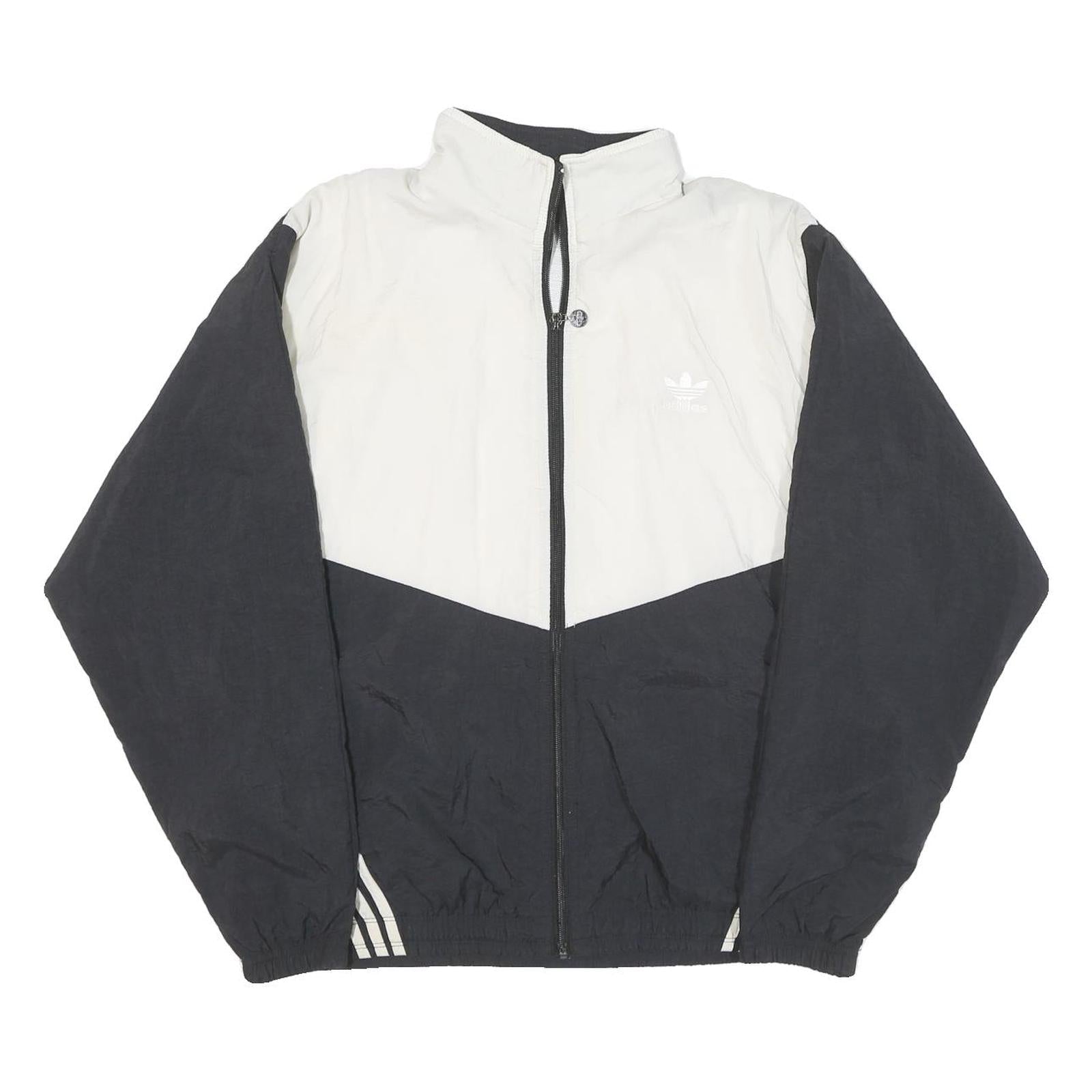 ADIDAS Mens Black & White Track Jacket M Nylon Plain Zip Casual Sportswear Refurbished - N/A refurbished available on Cerqular