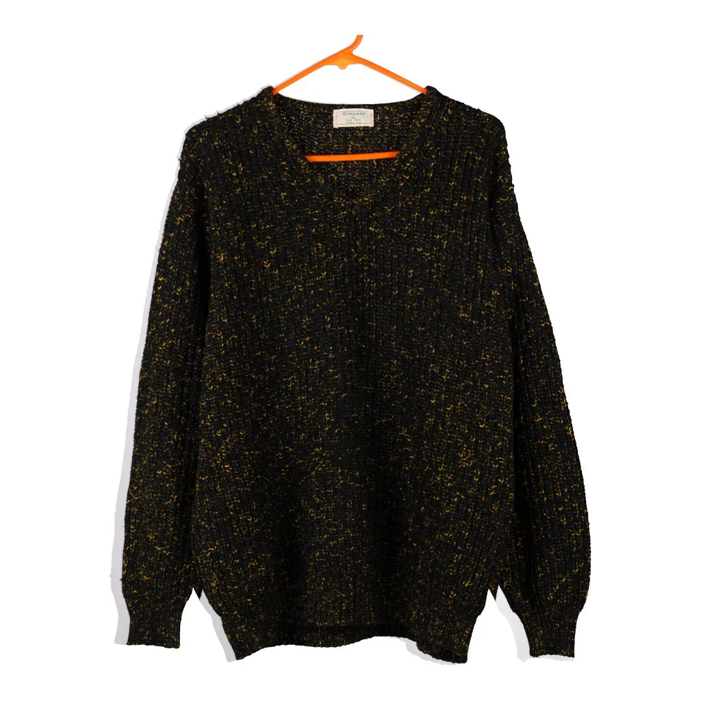 Unbranded V-neck Jumper - Medium Black Cotton Refurbished - Thrifted (note: this is a term often used to describe second- refurbished available on Cerqular