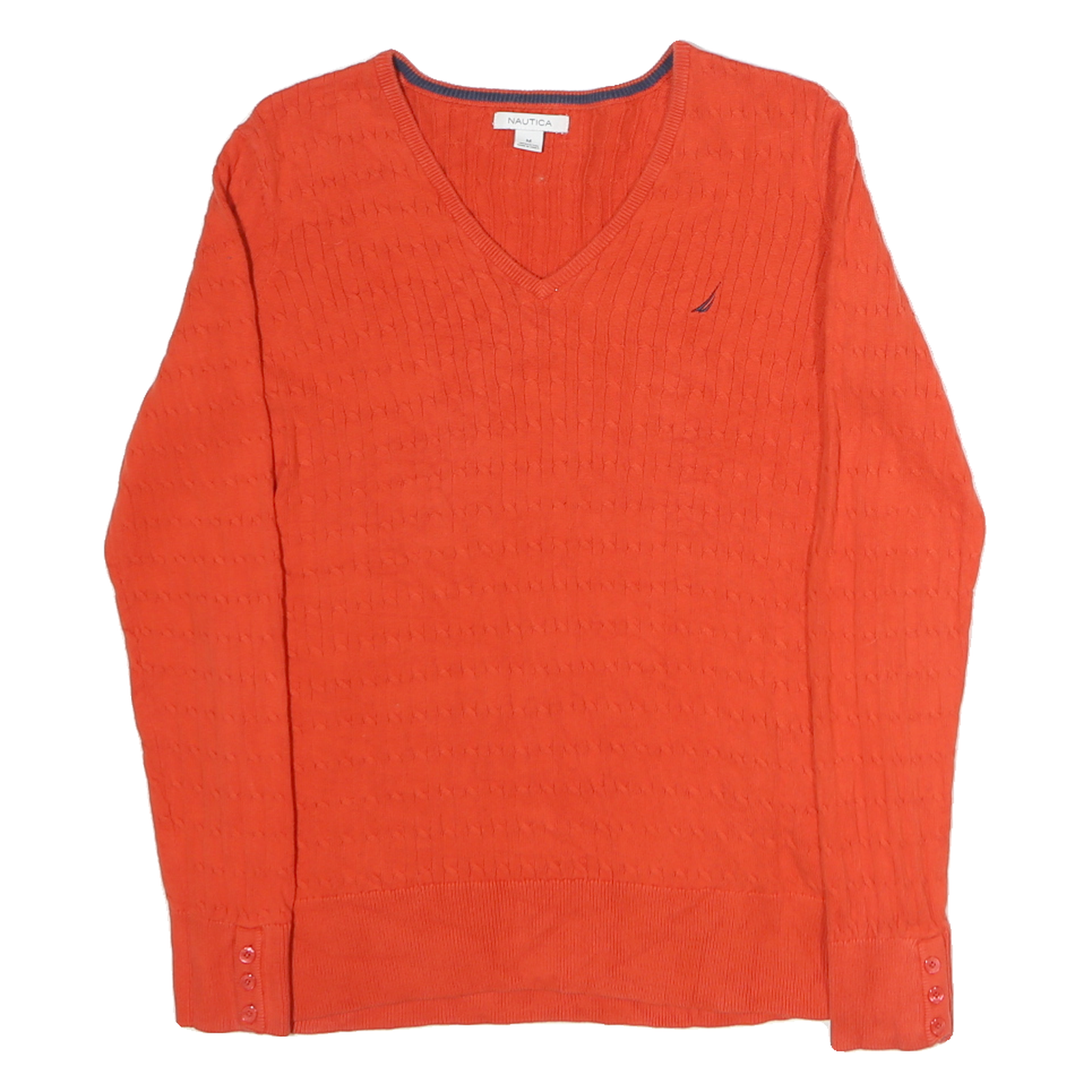 Buy NAUTICA Womens Orange Patterned V-Neck Jumper Cotton Knit M Casual Stylish Refurbished - $28.59 NAUTICA Womens Orange Patterned V-Neck Jumper Cotton Knit M Casual Stylish Refurbished - N/A refurbished available on Cerqular