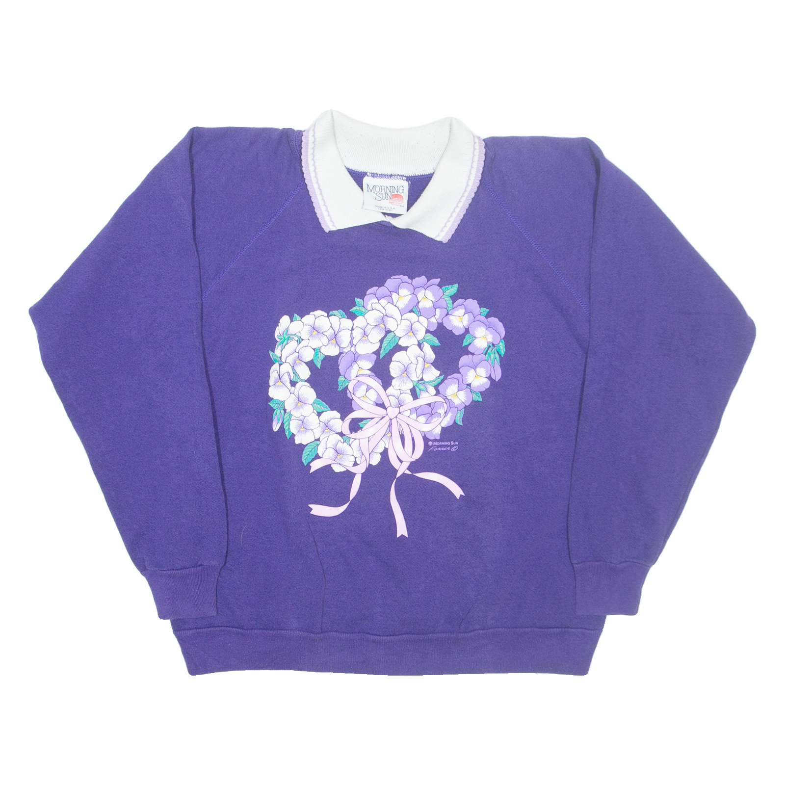 MORNING SUN Floral Womens Sweatshirt Purple Collared S Refurbished - N/A refurbished available on Cerqular